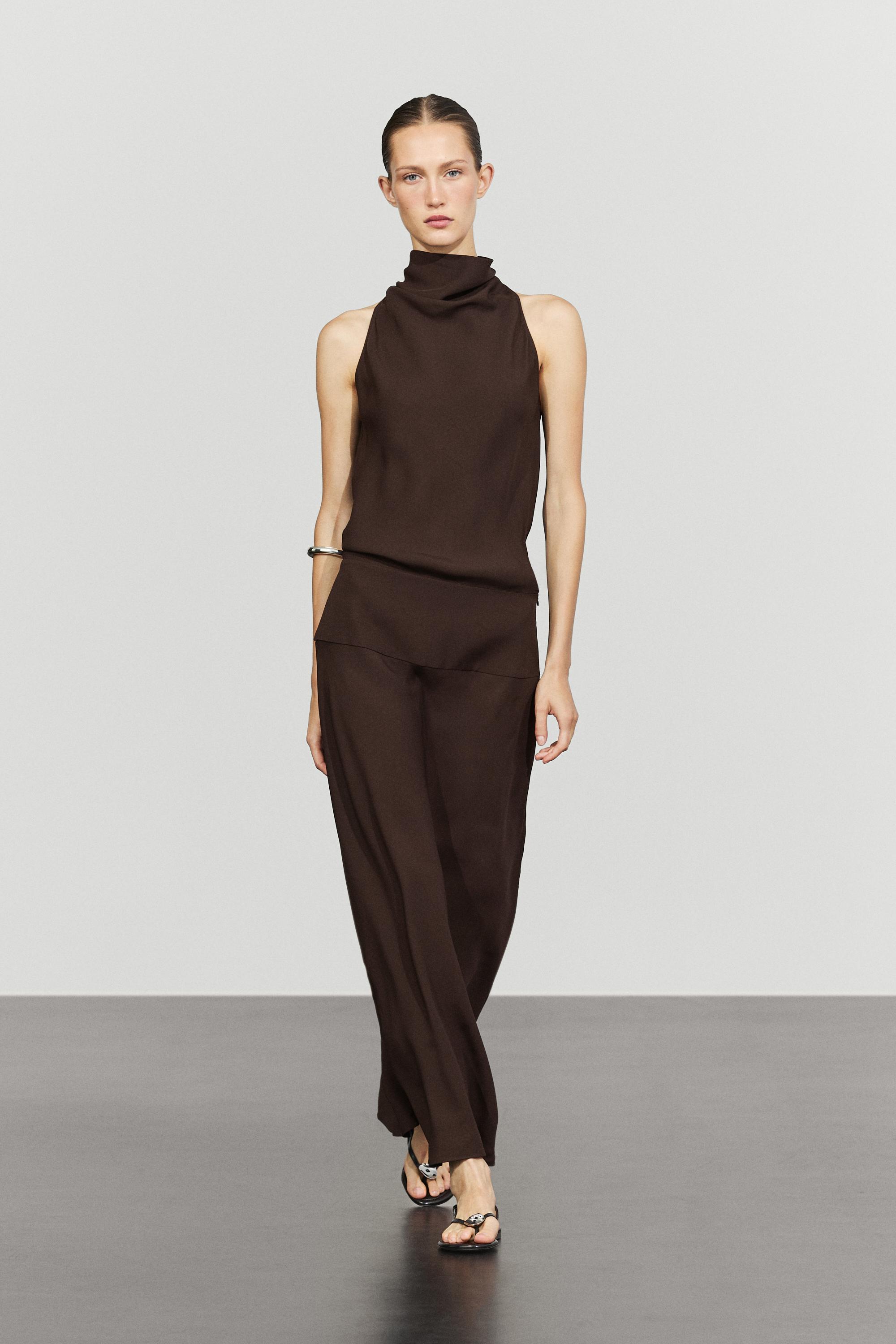 Halter midi dress with waistband detail