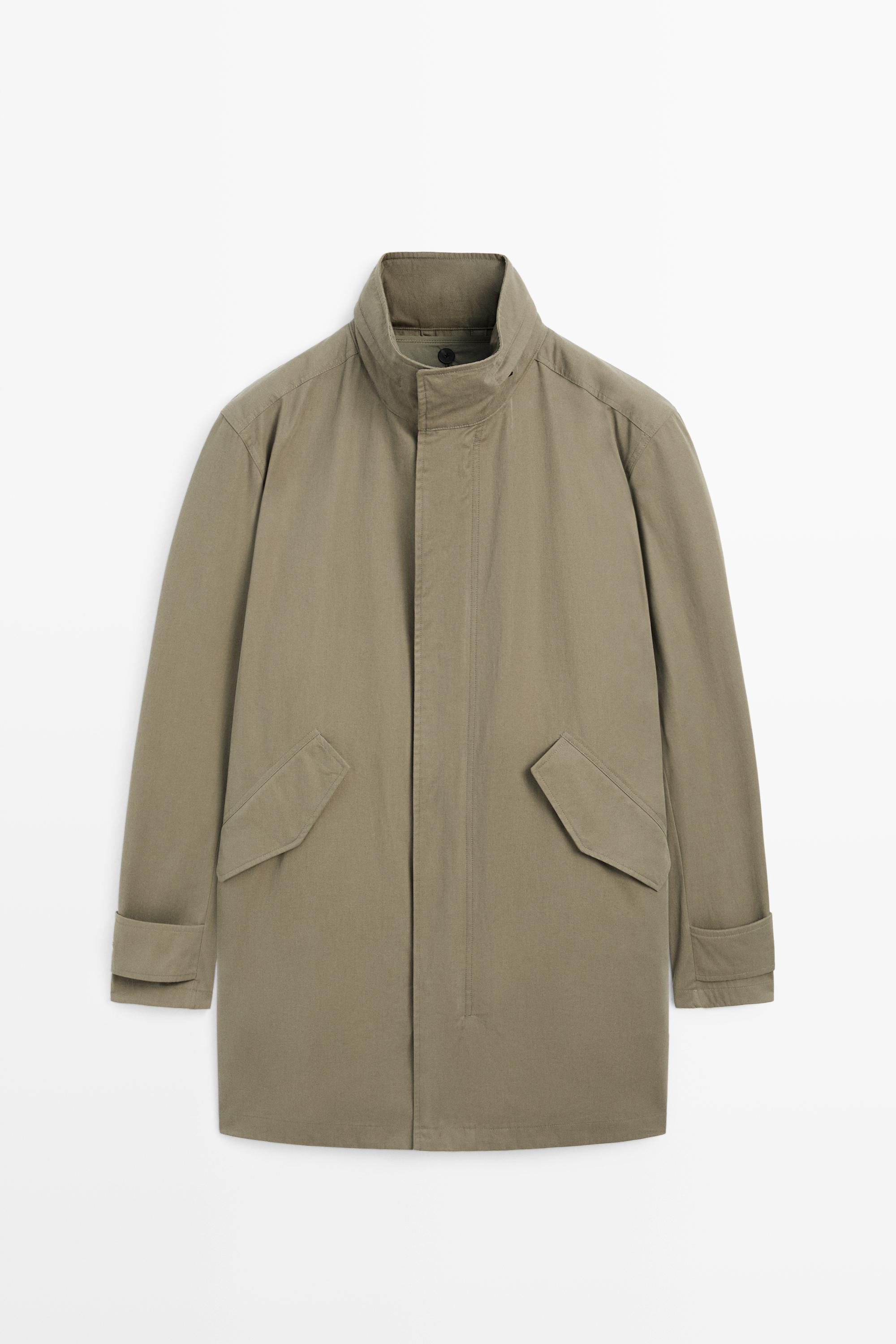 Long high neck 100% cotton parka