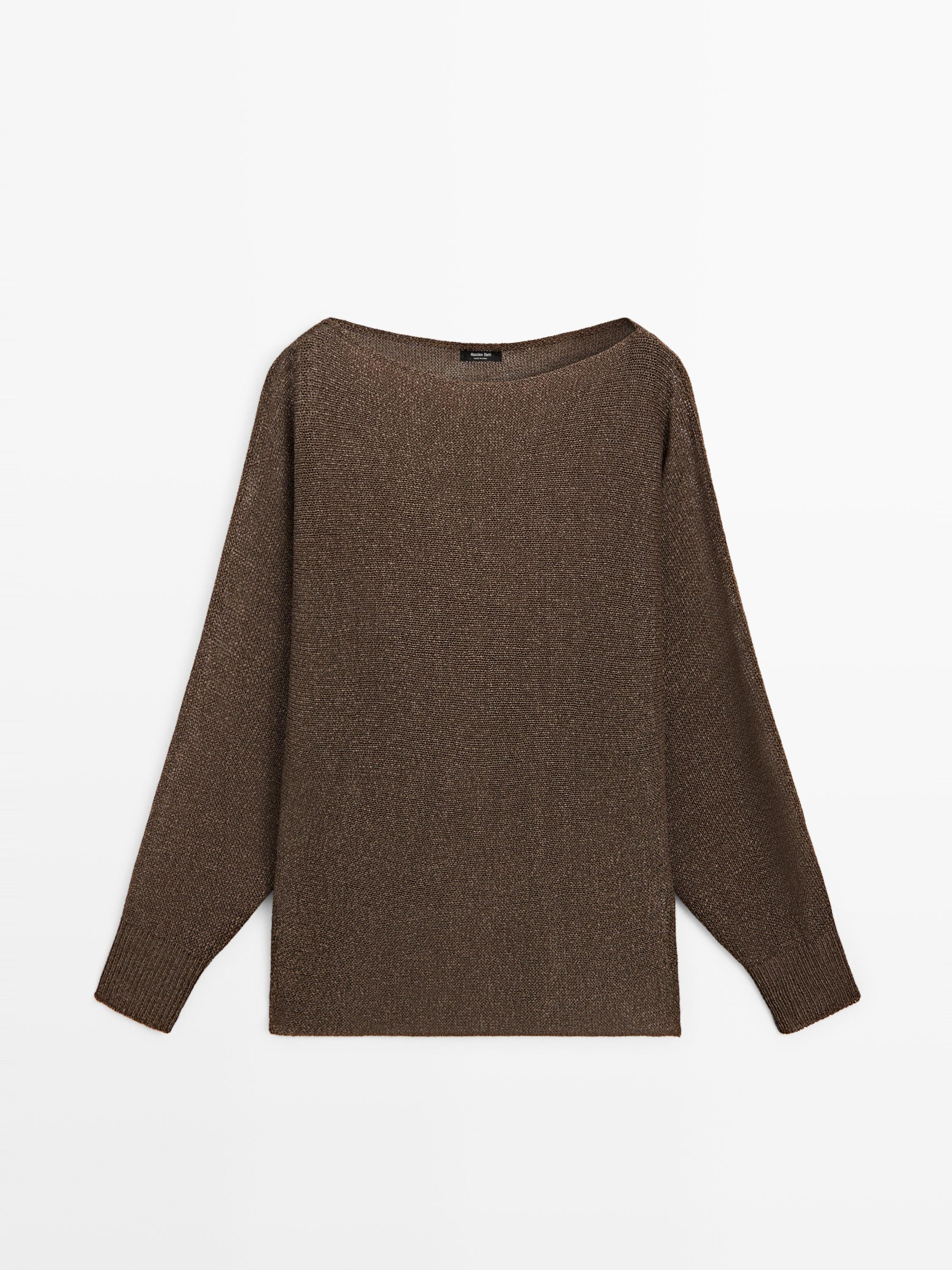 Flowing cotton blend knit sweater