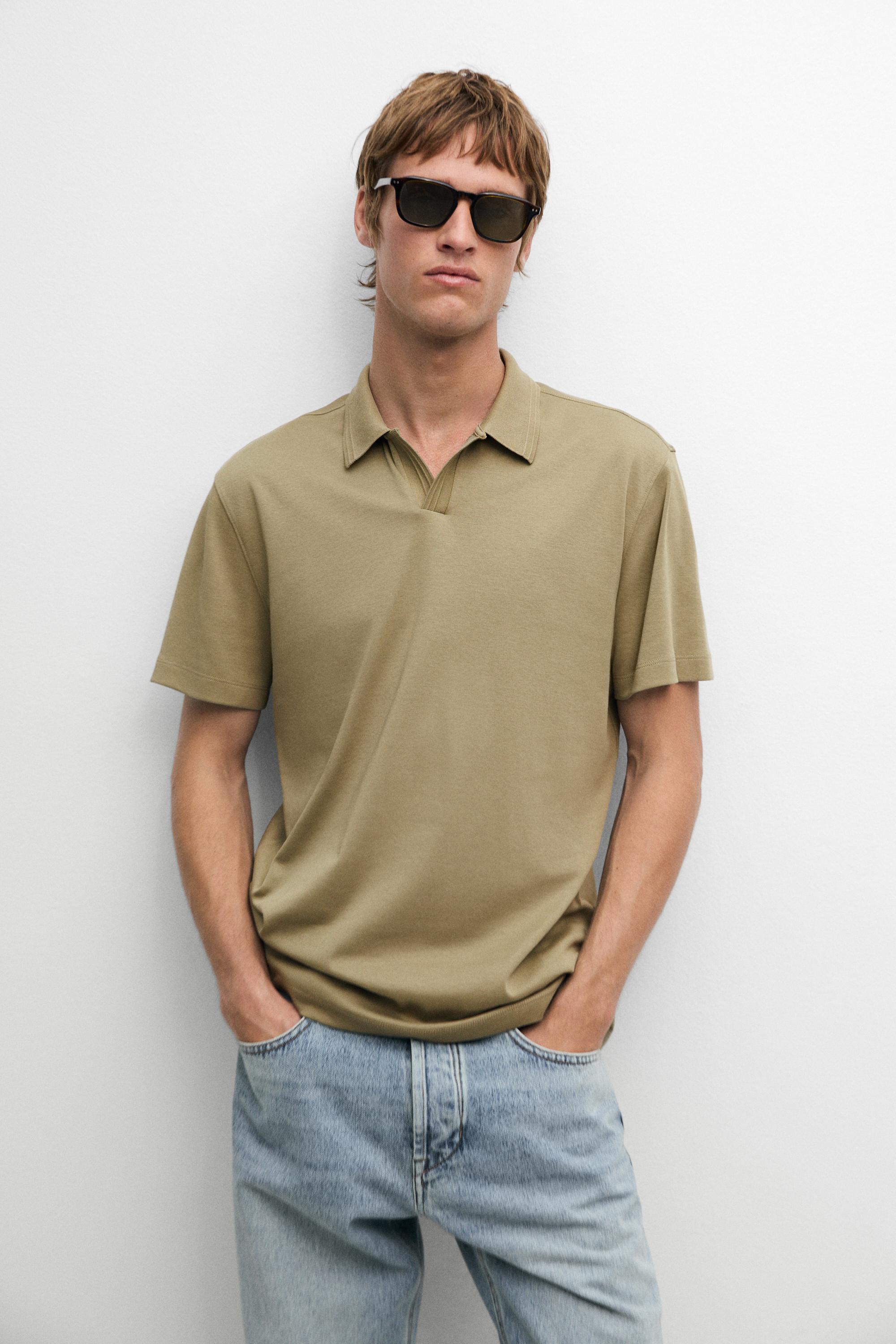 100% cotton V-neck knit polo