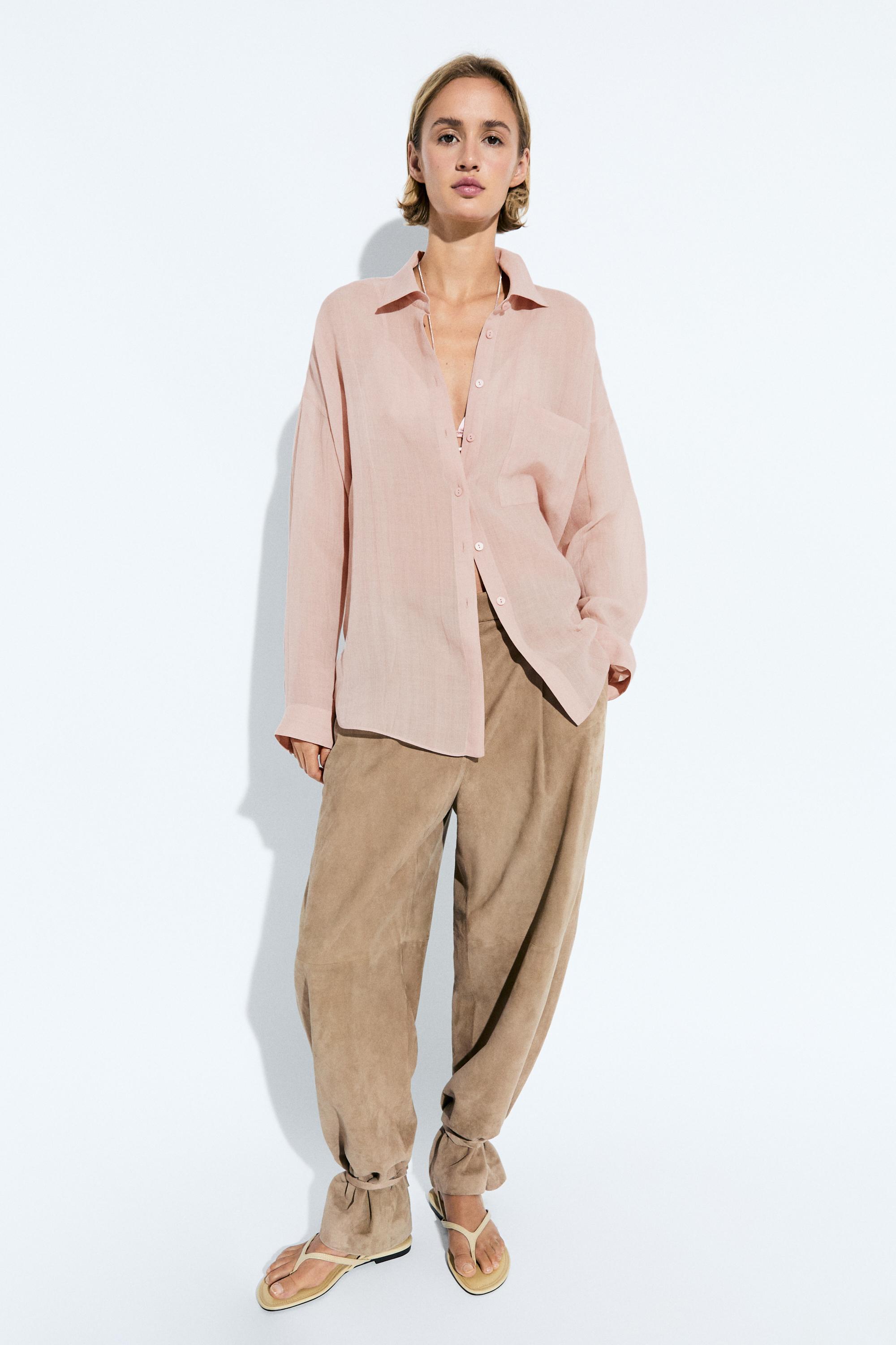 Flowing ramie pocket shirt