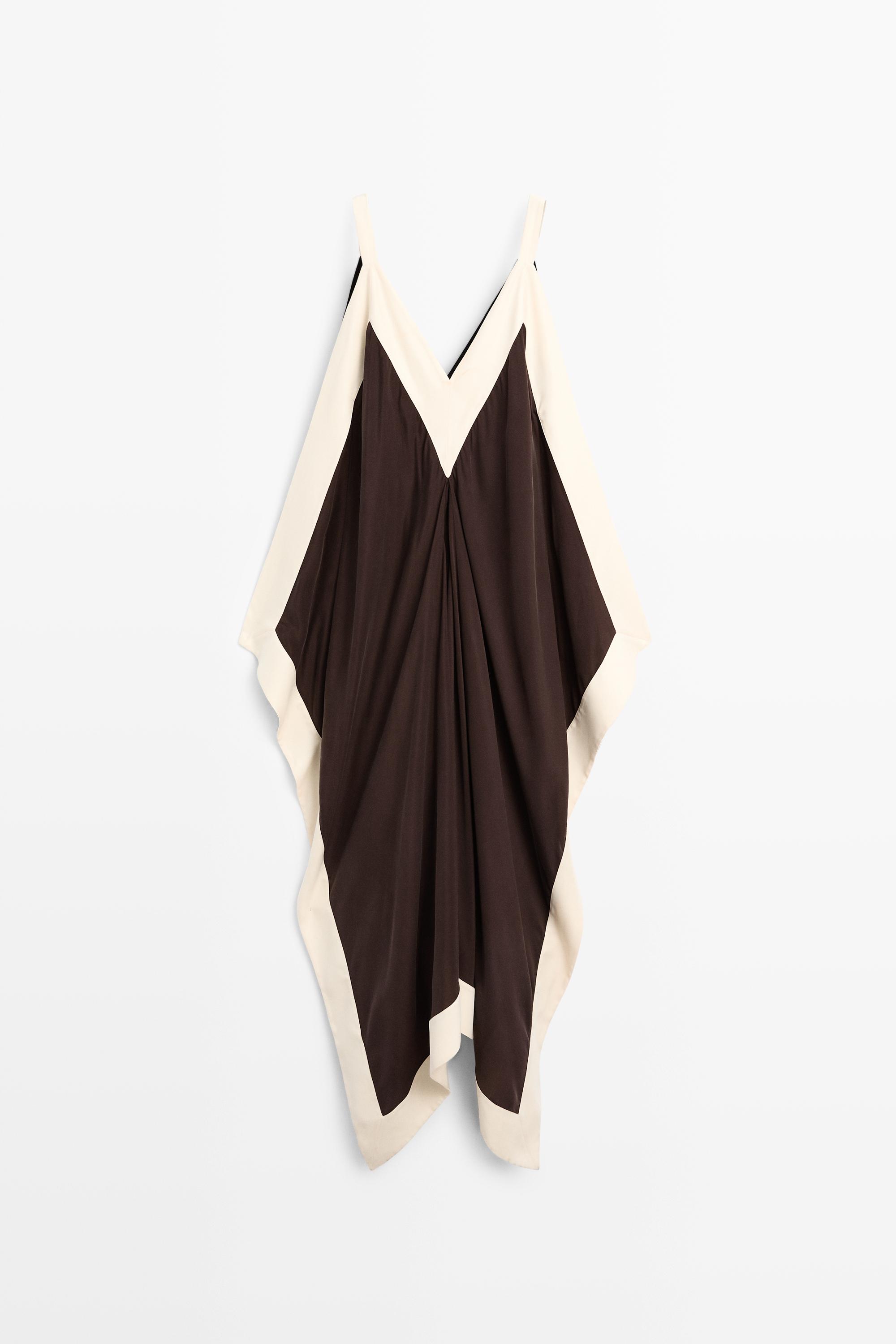 Flowing midi dress with contrast trim detail