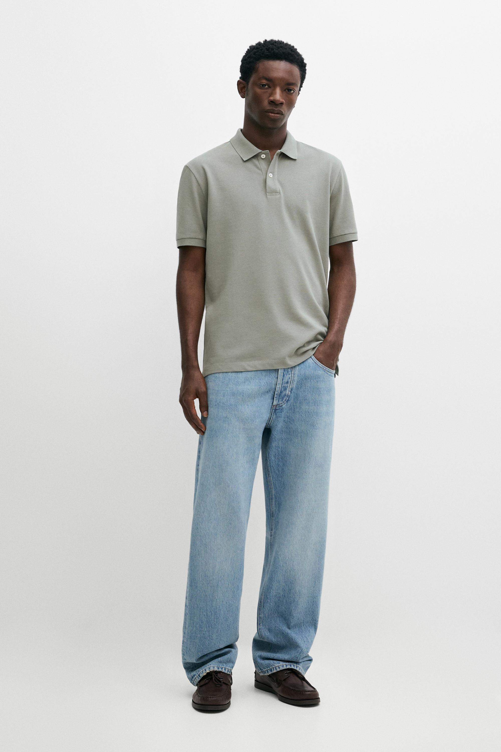 Micro-textured cotton piqué polo shirt
