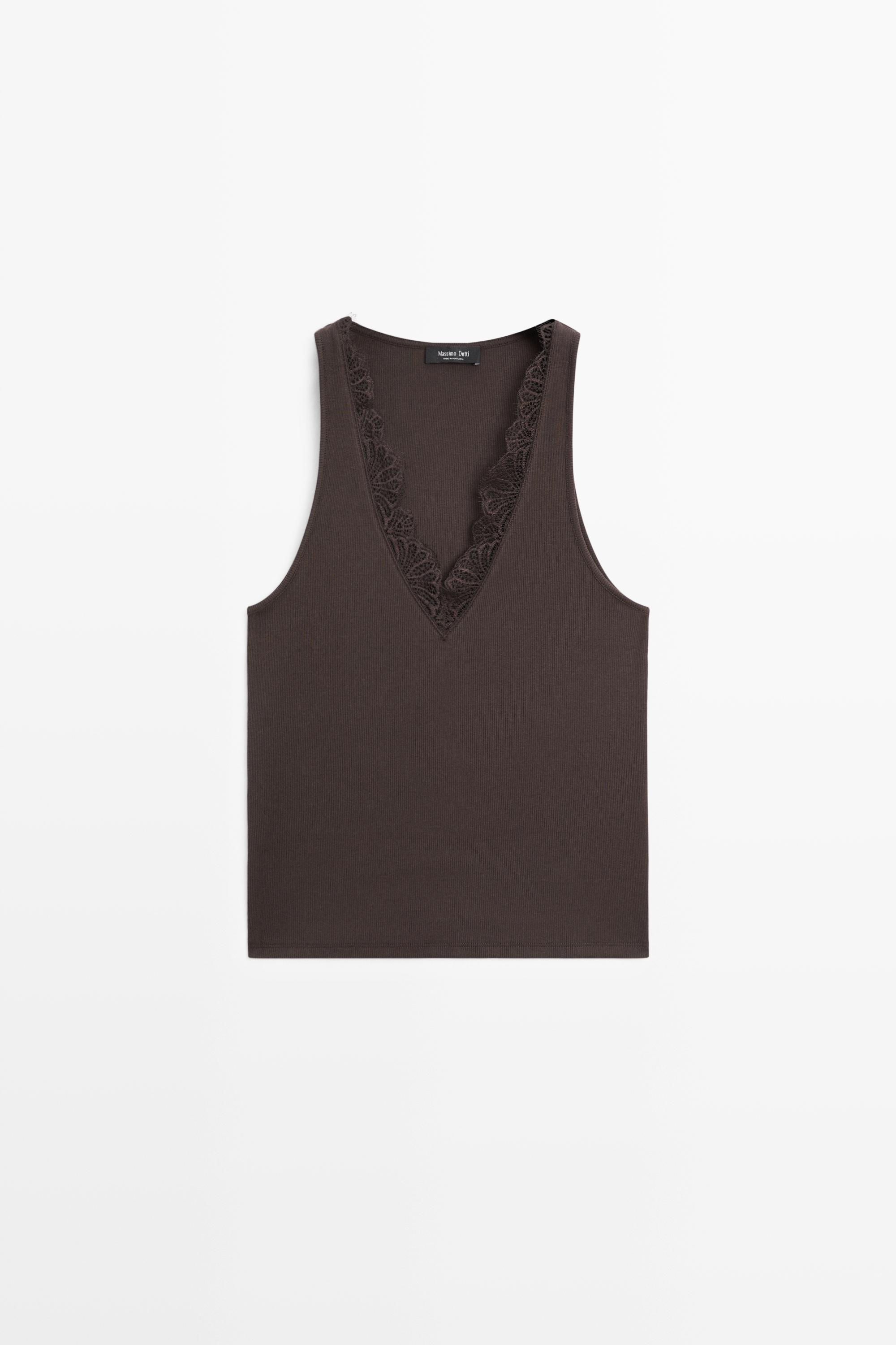 V-neck top with lace detail