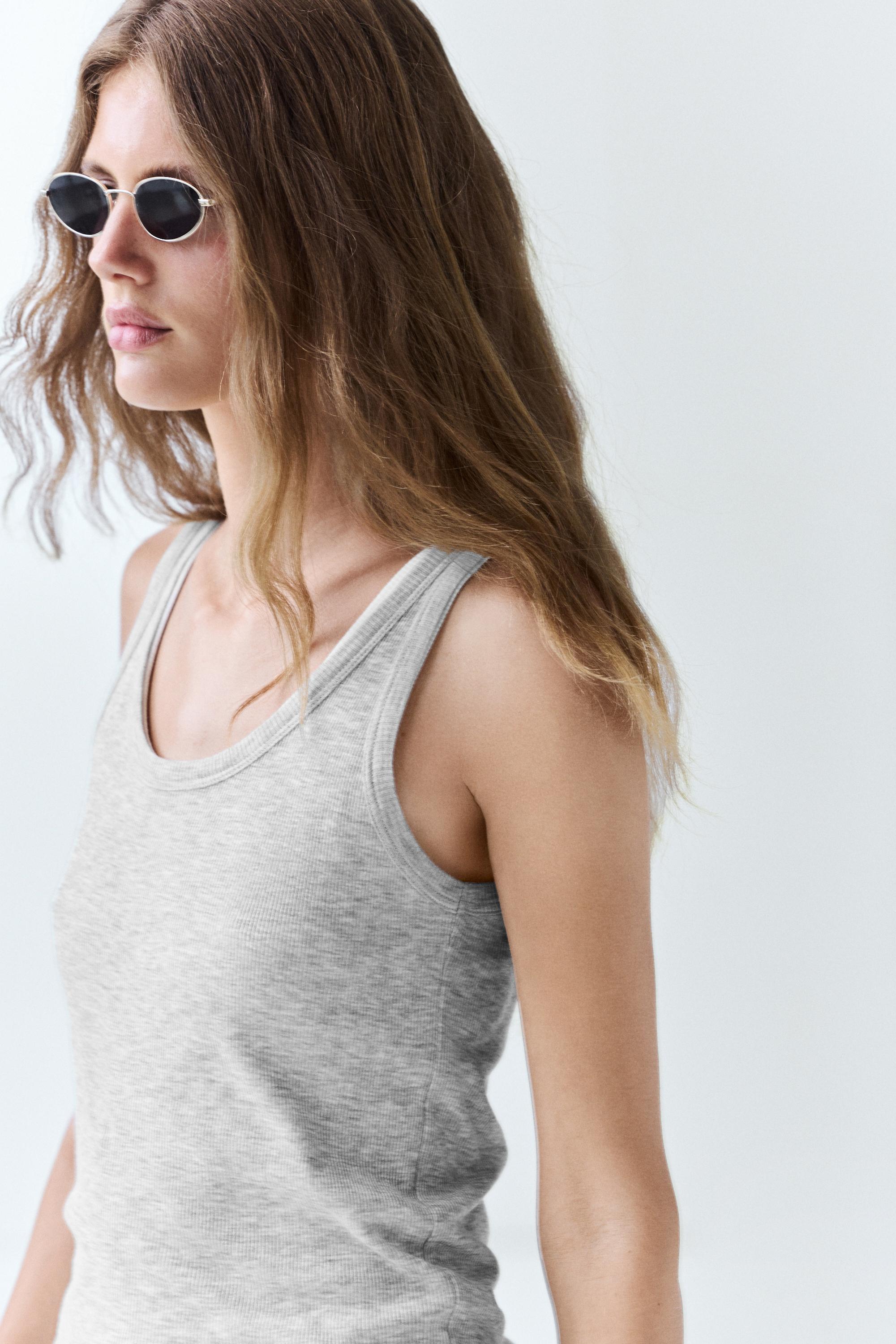 100% cotton ribbed double-layer top