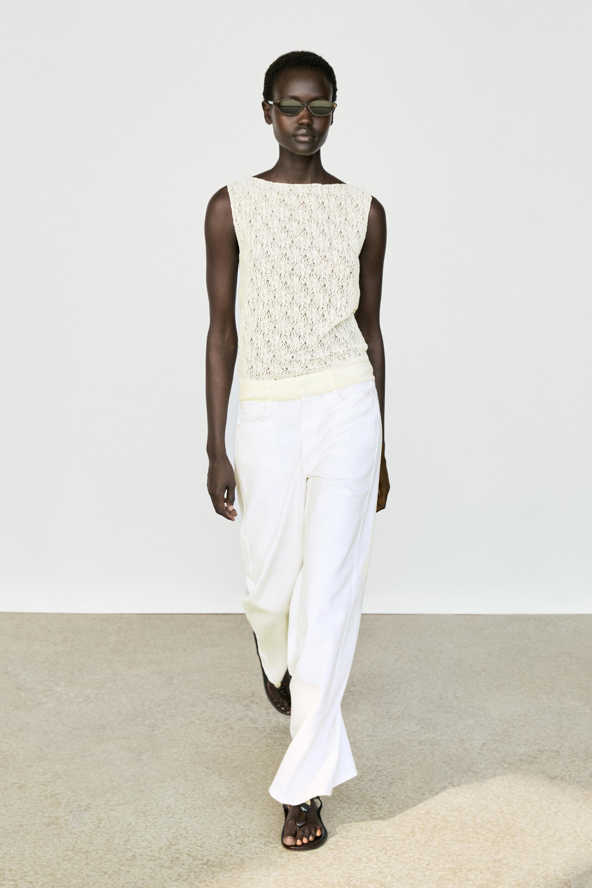 Sleeveless open-knit top