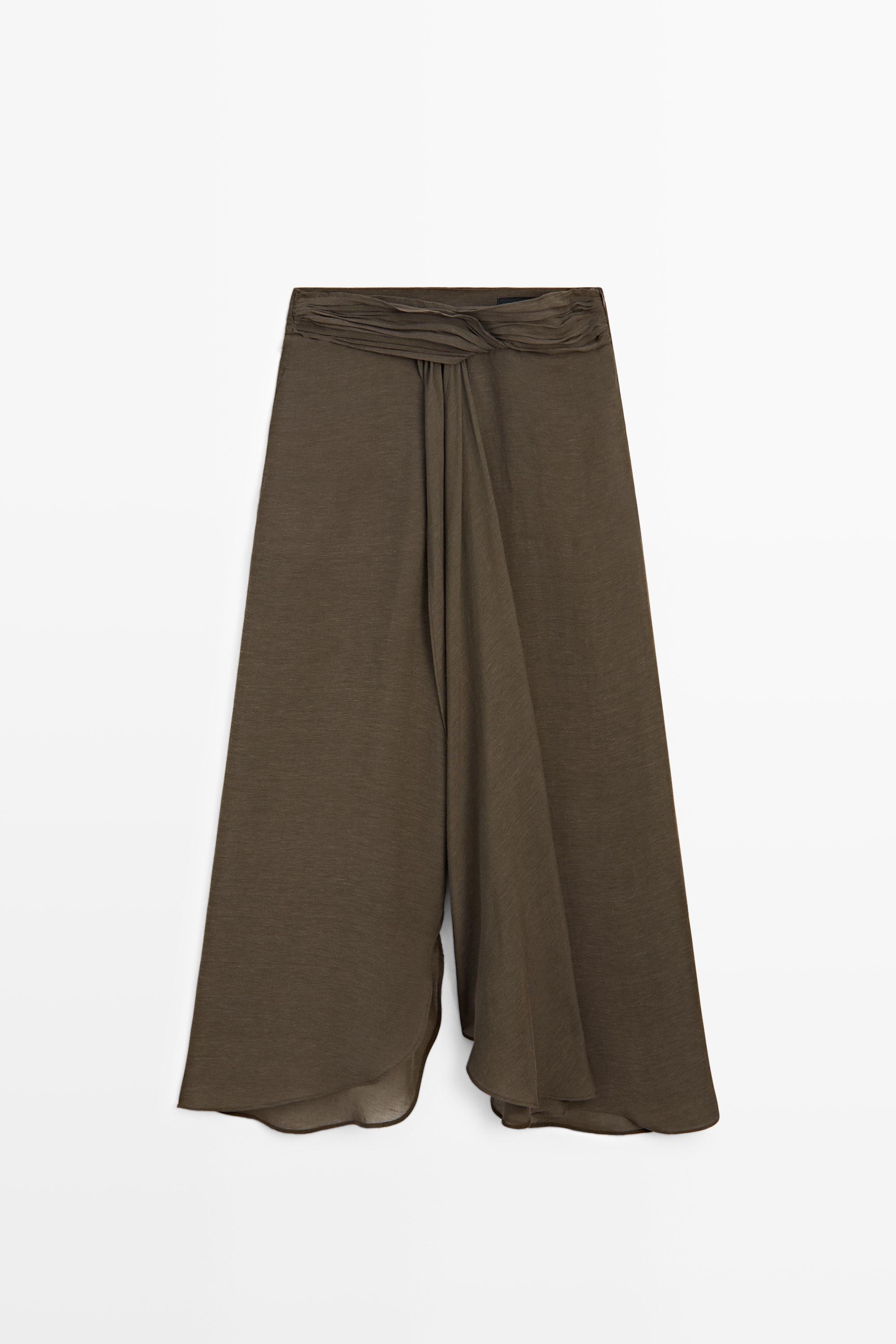 Semi-sheer linen blend skort