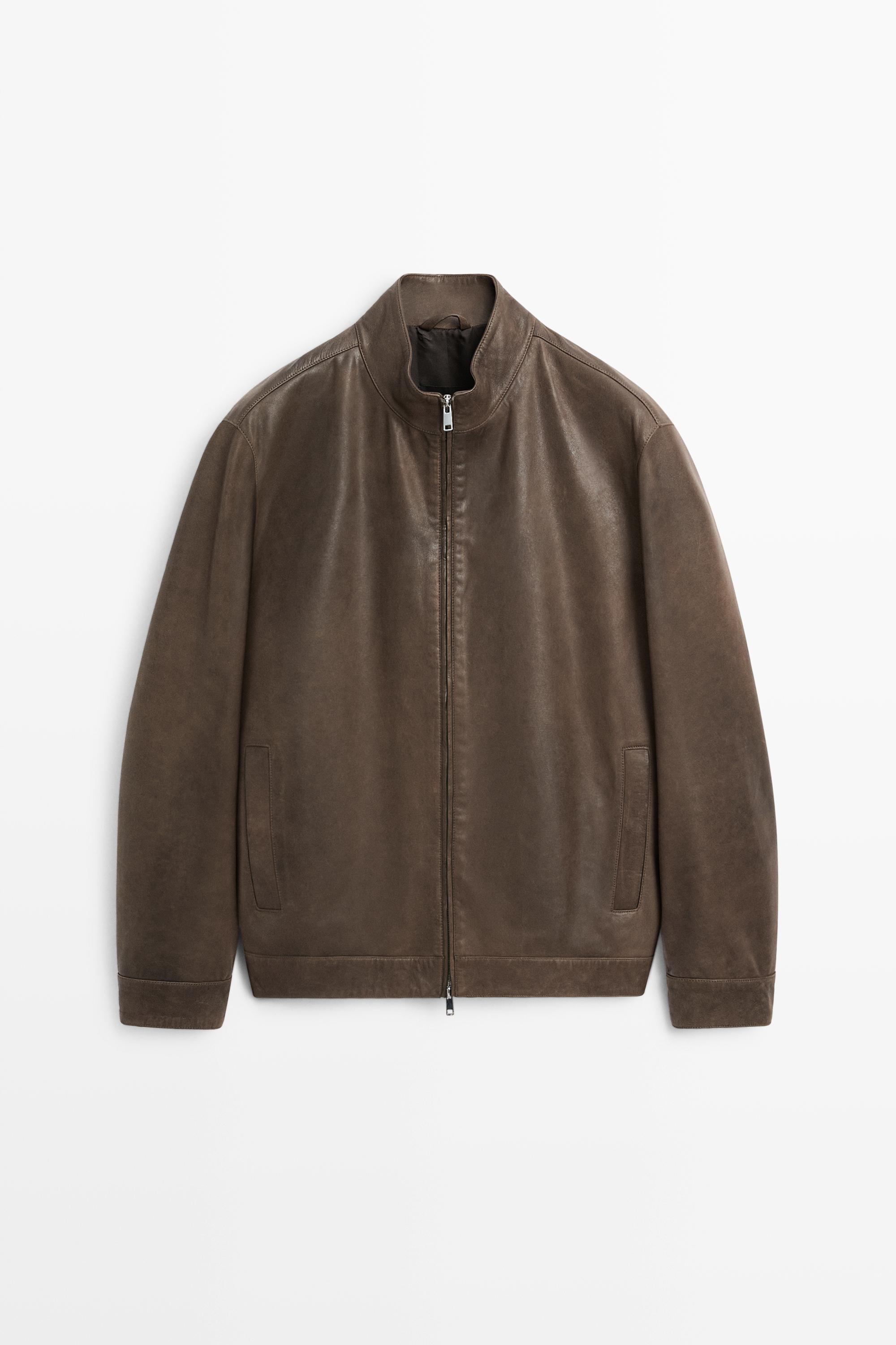 Nappa leather jacket with collar detail