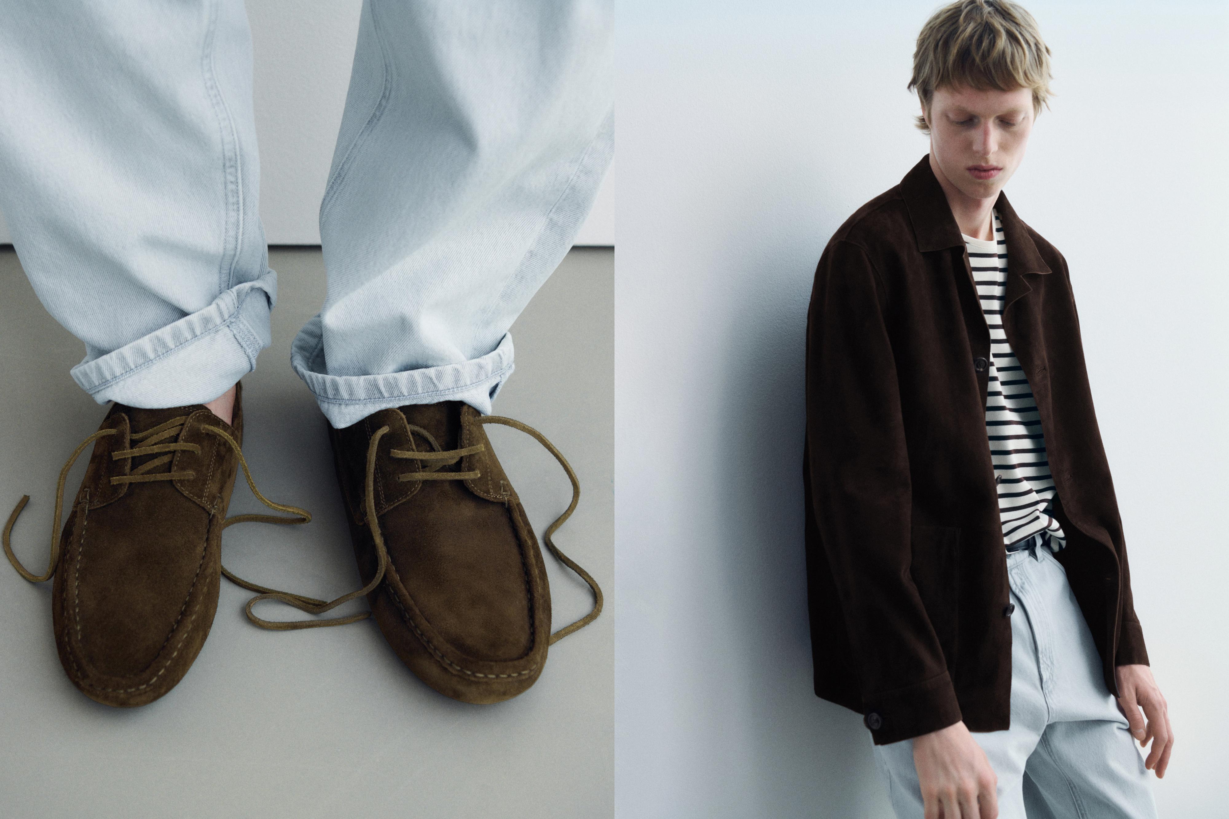 Split suede deck shoes
