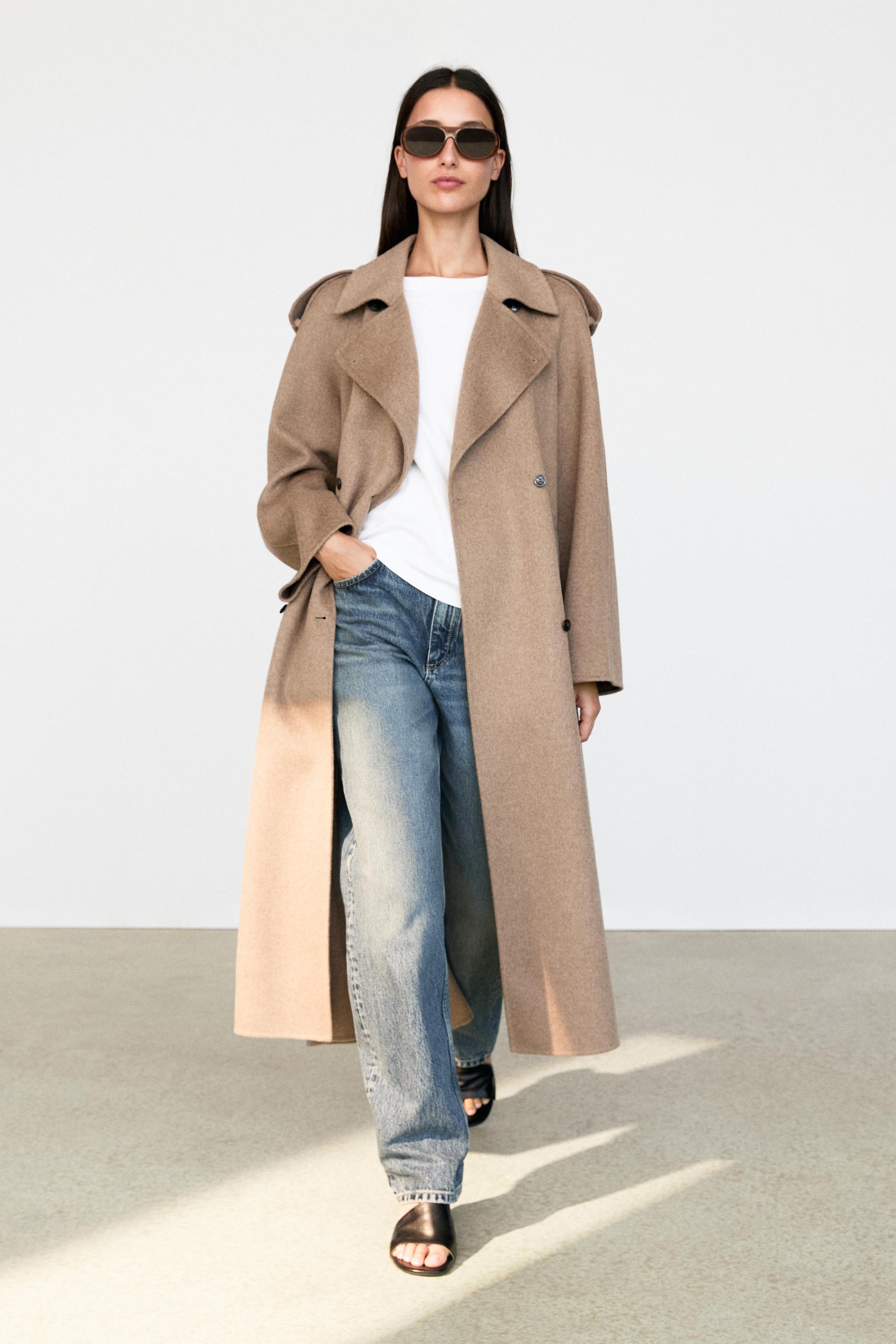 Long wool blend trench coat