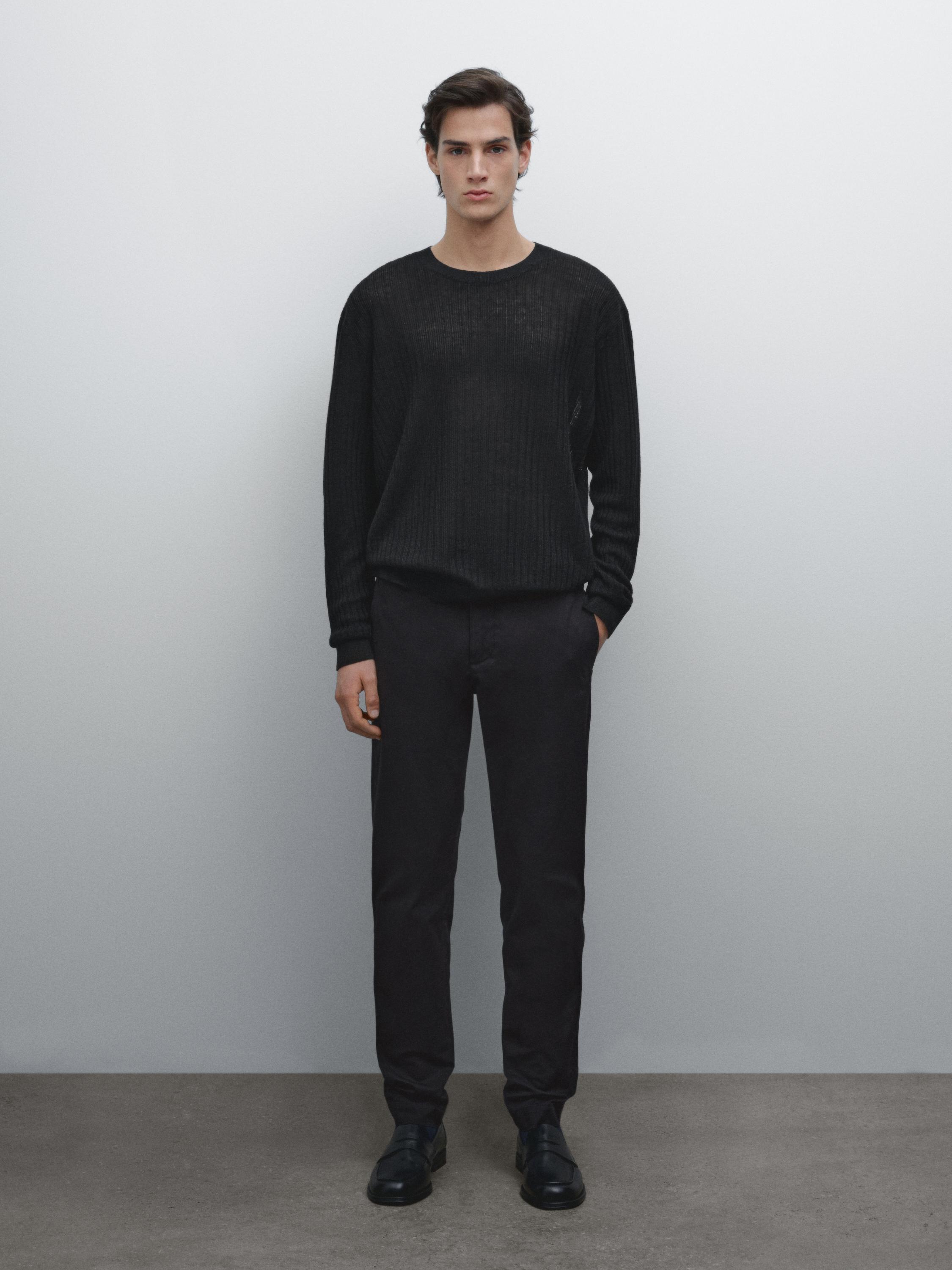 Slim fit 修身棉混纺长裤
