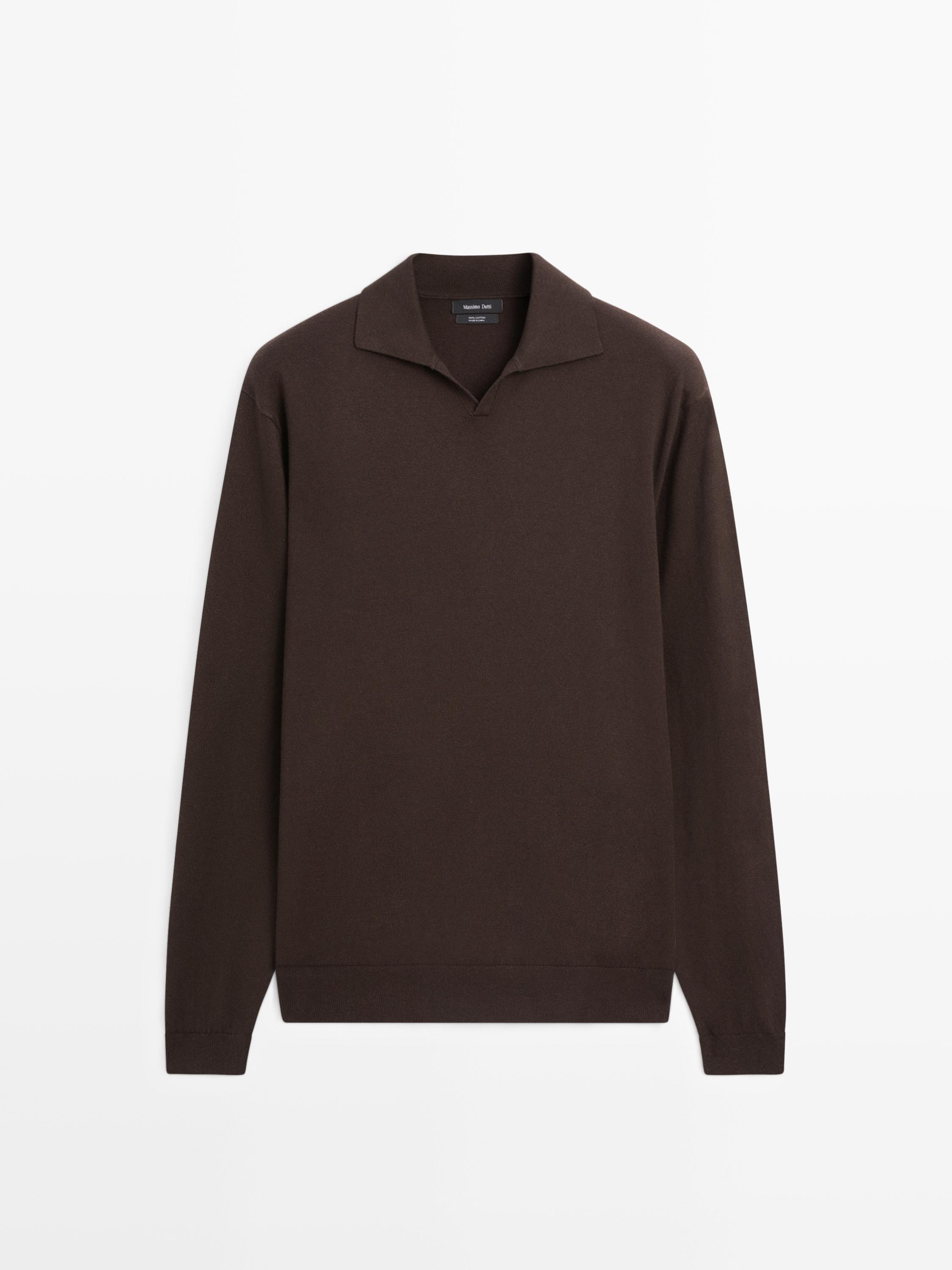 Cotton knit polo sweater