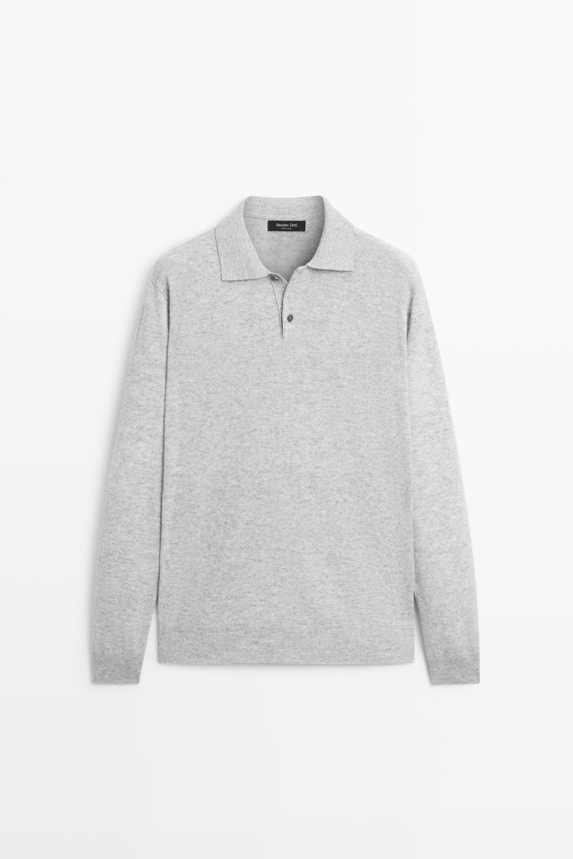 Wool blend knit polo sweater