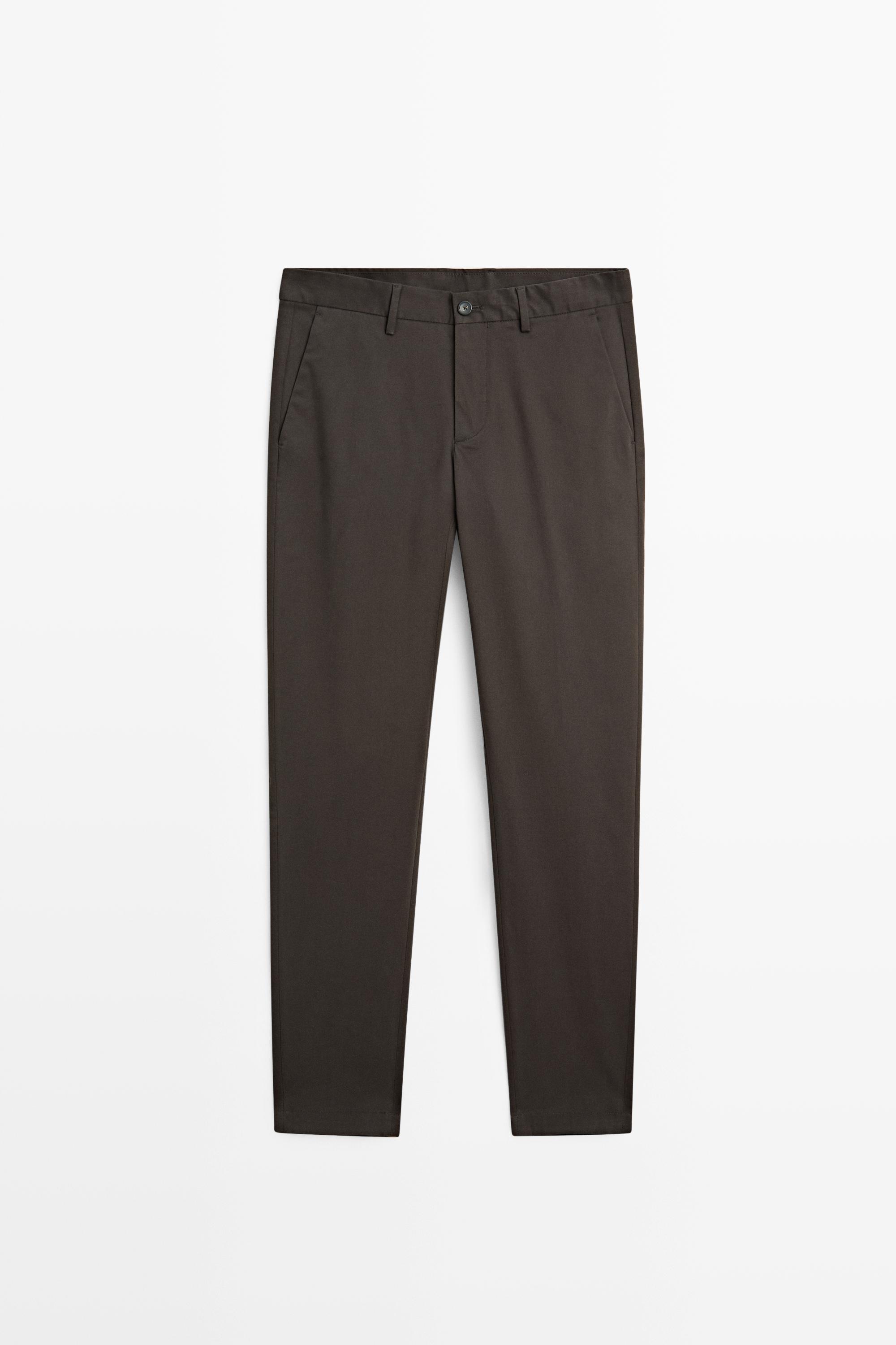 Cotton blend slim fit pants
