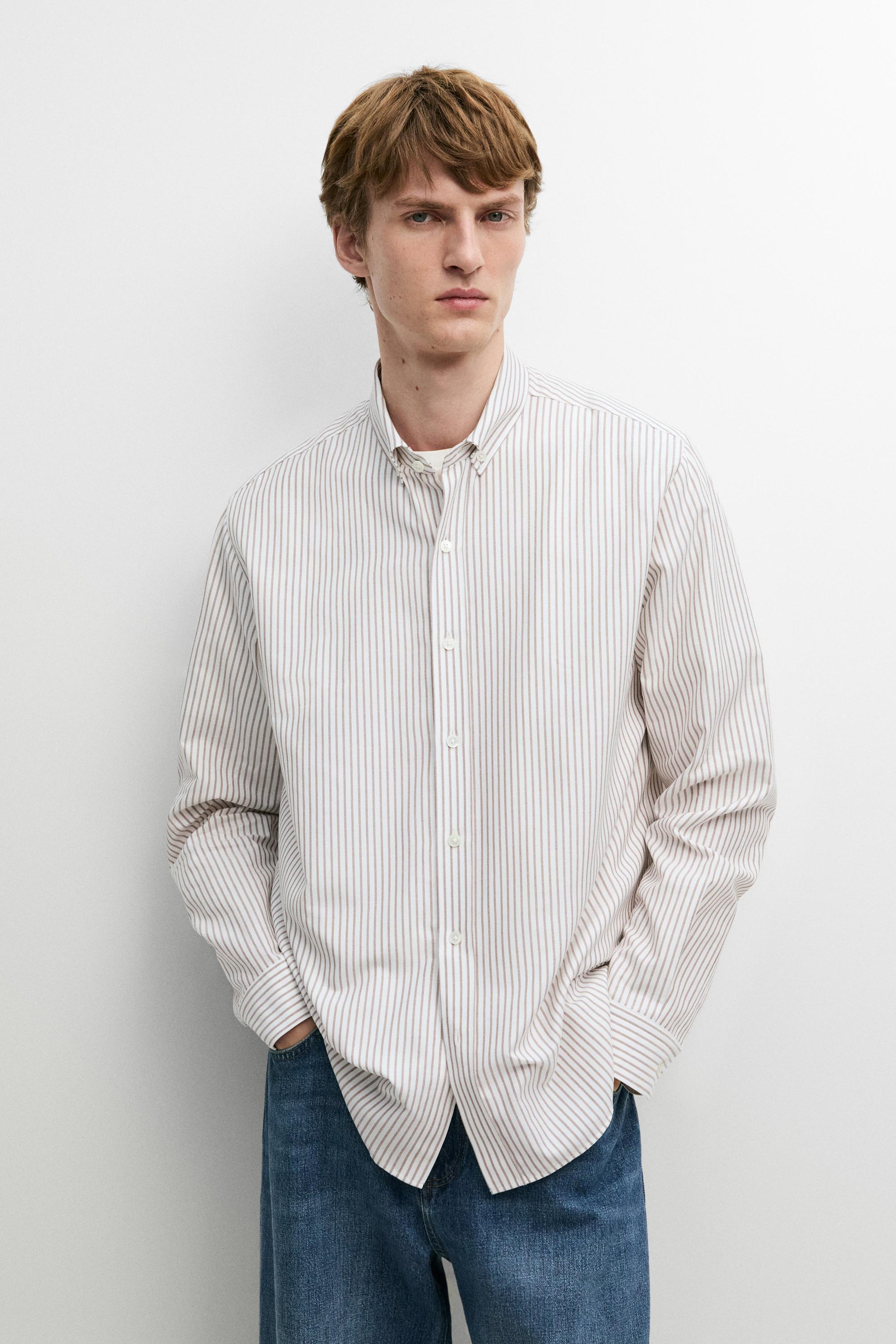 100% cotton regular fit striped shirt