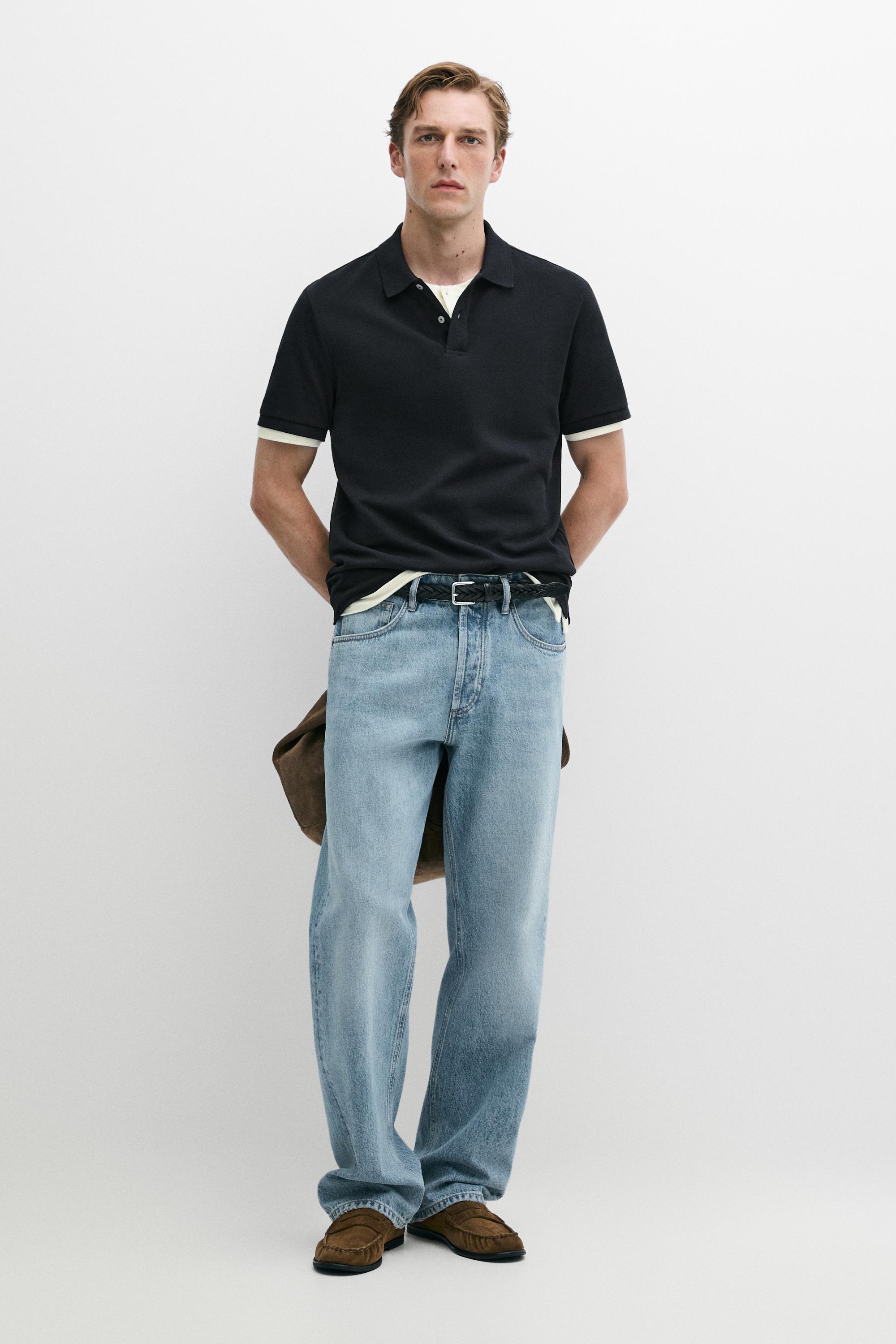 Micro textured cotton piqué polo shirt