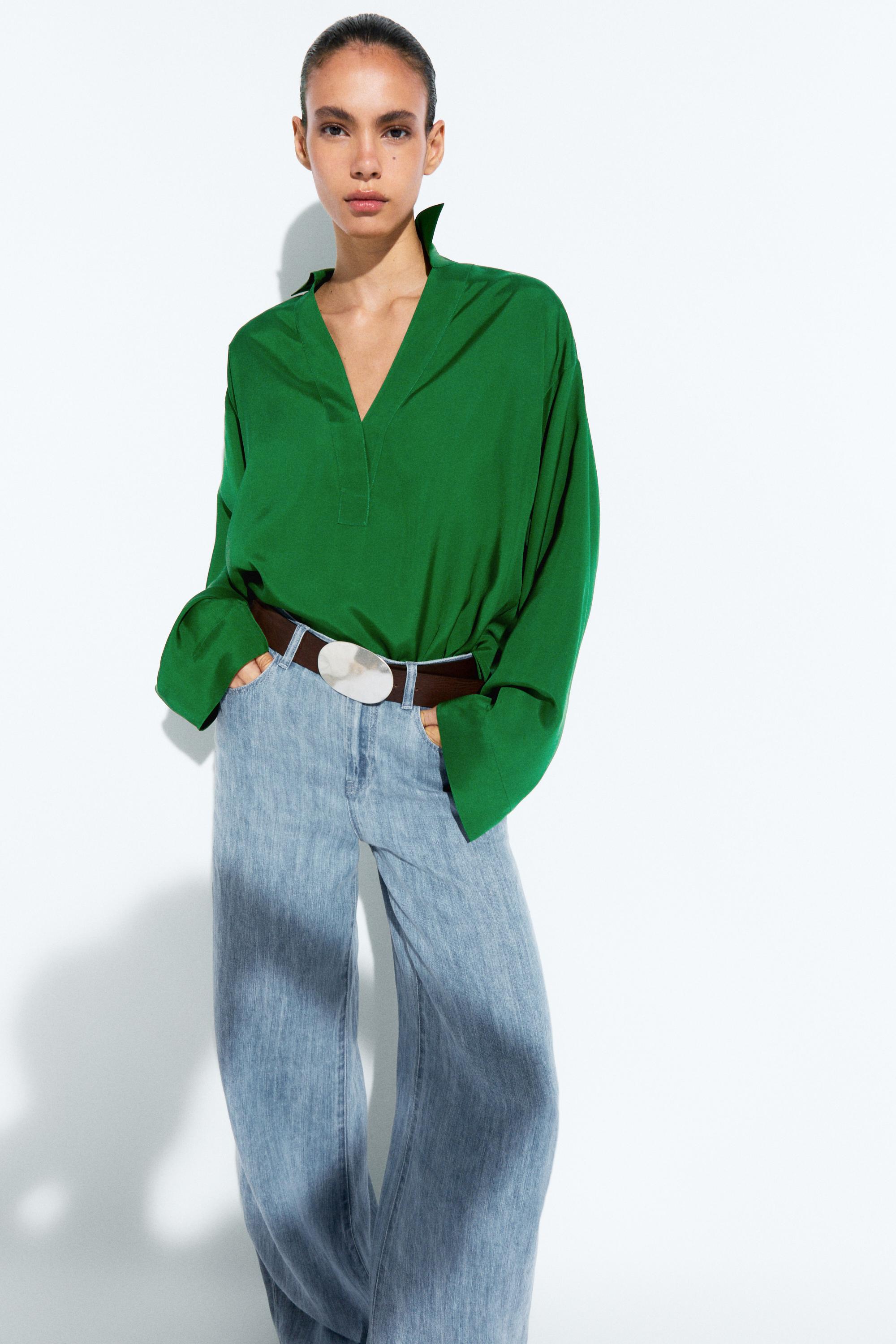 Long sleeve flowing polo shirt