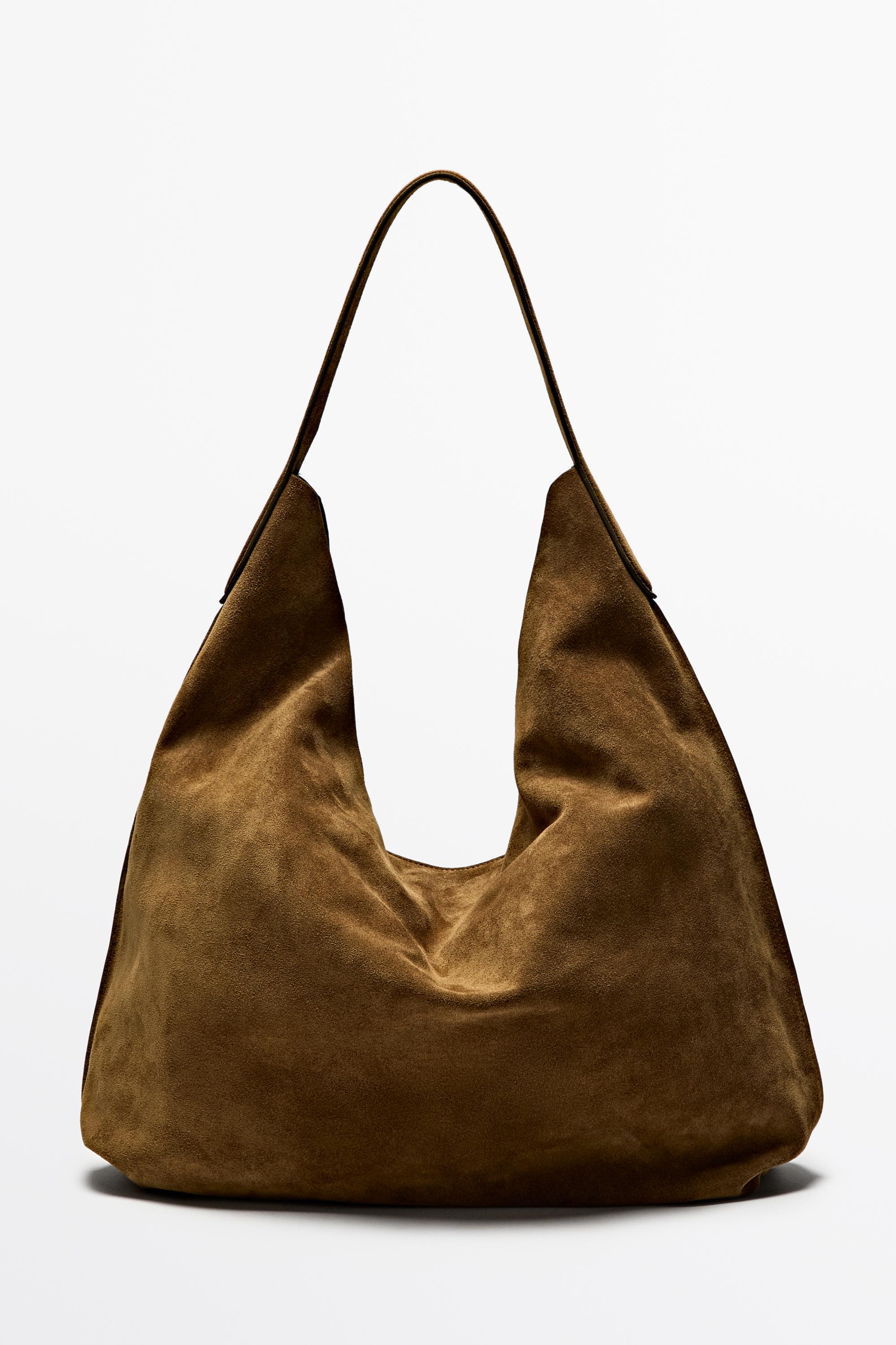 Maxi split suede leather shoulder bag