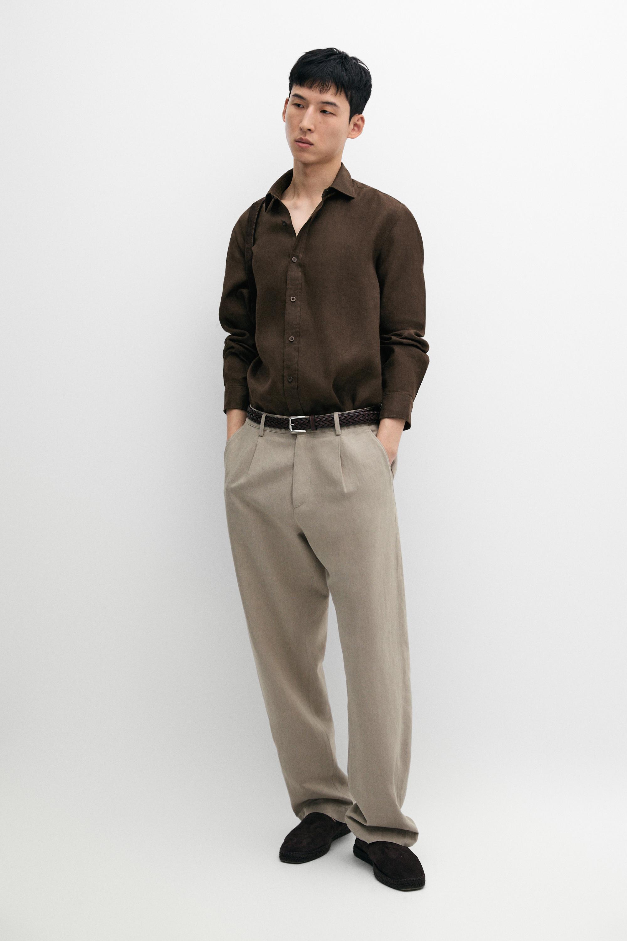 100% linen slim fit shirt