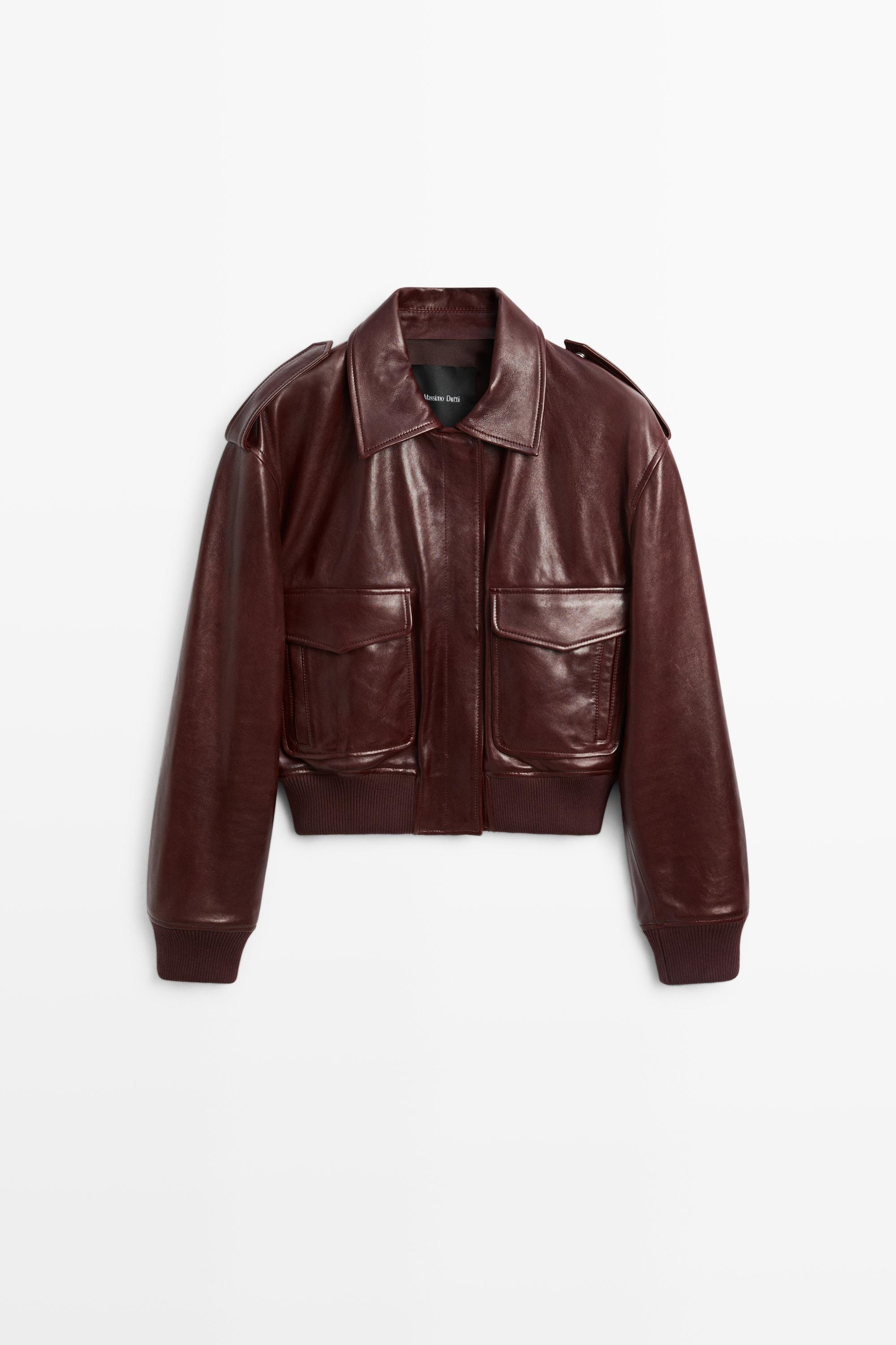Nappa leather bomber jacket with pockets