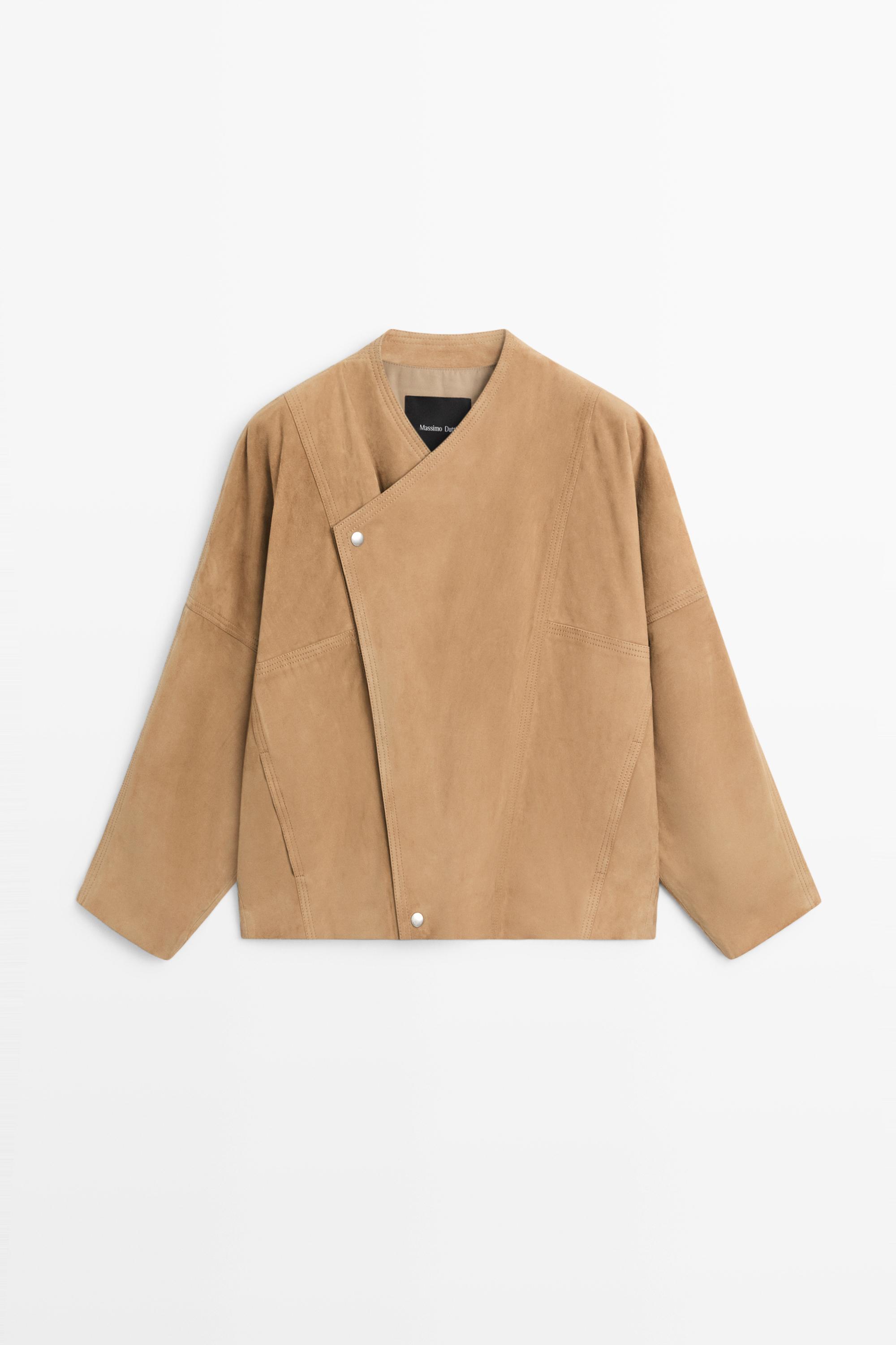 Double-breasted suede jacket