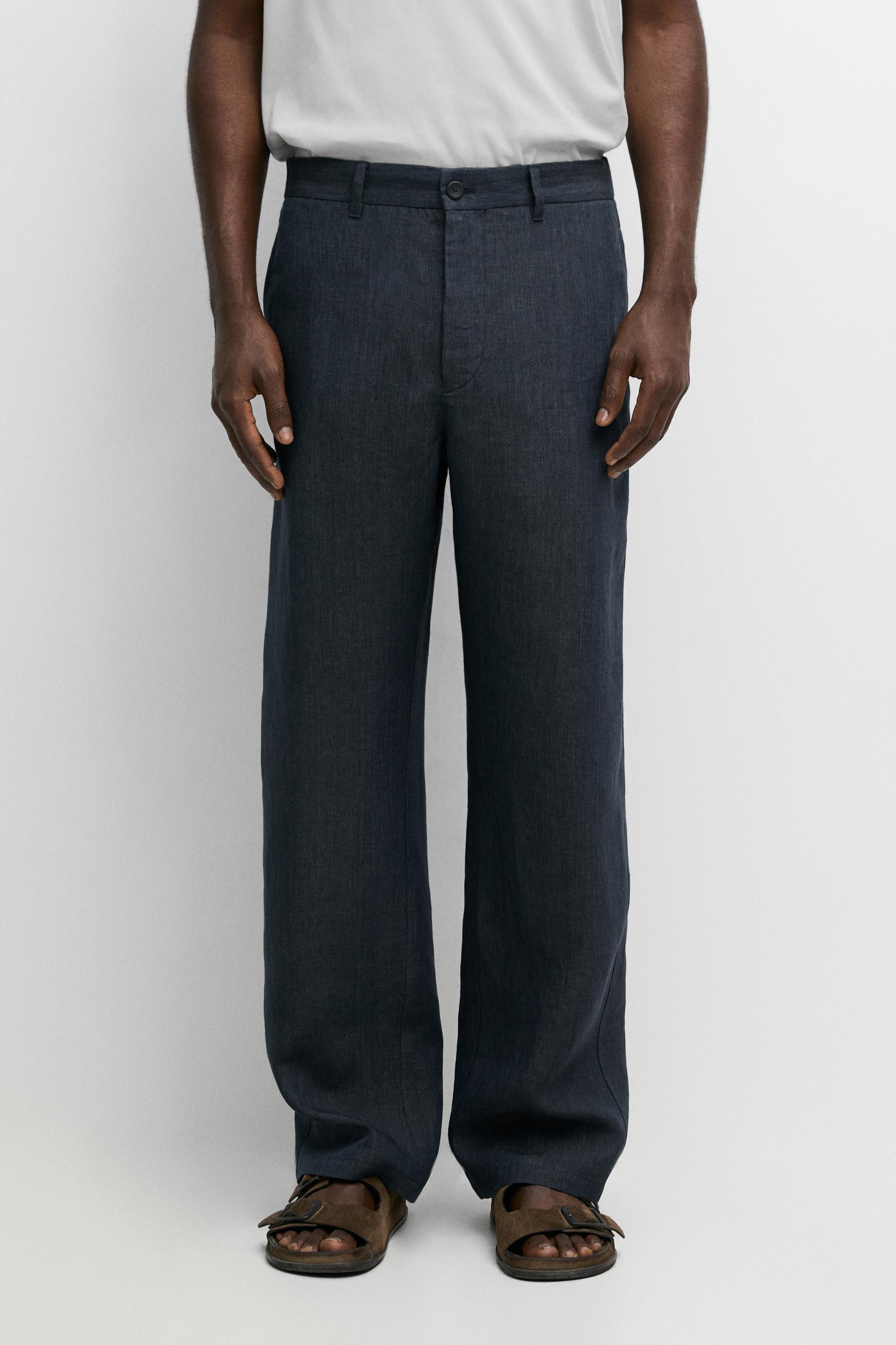 100% Linen Elastic-Waist Pants
