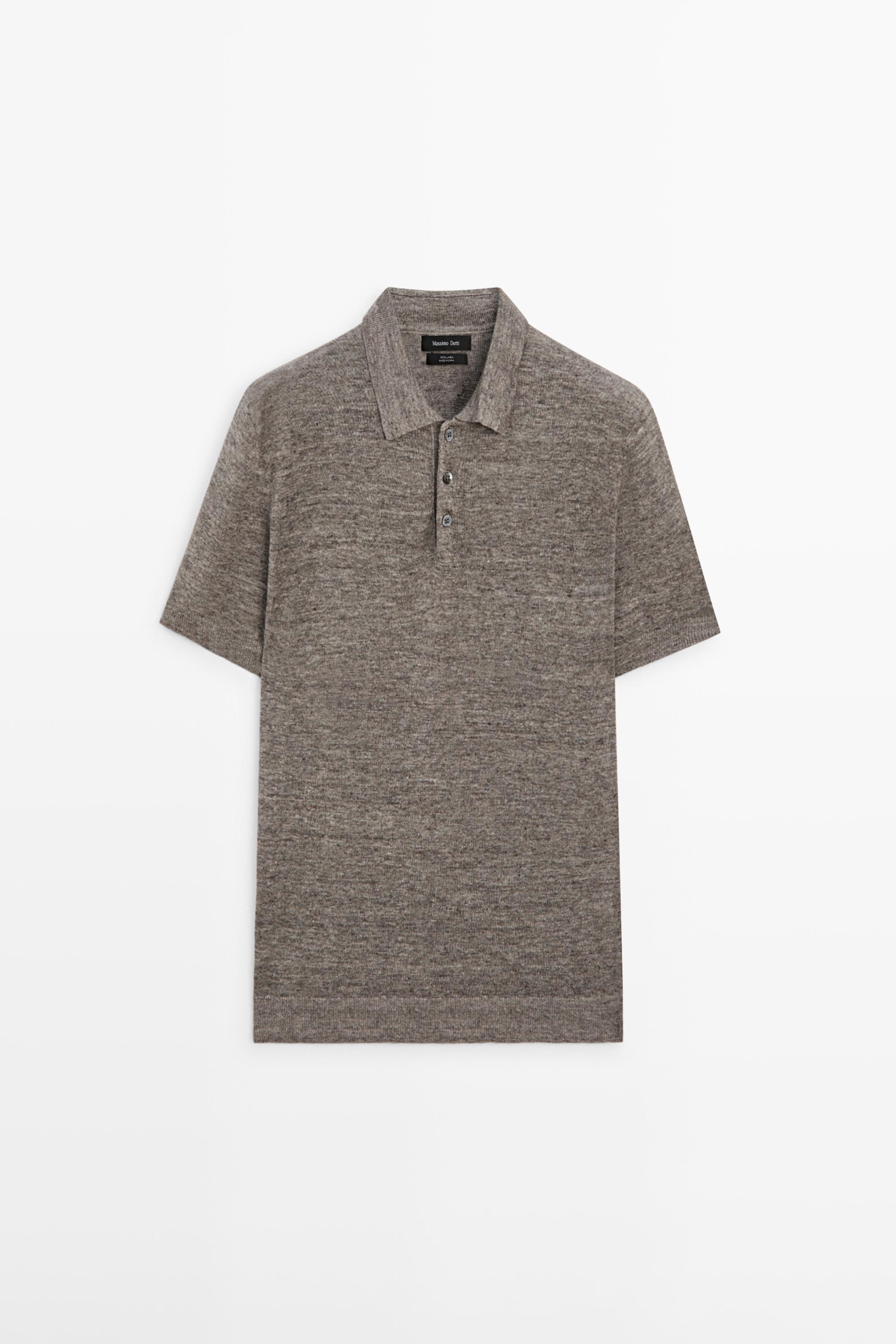 100% linen melange polo shirt