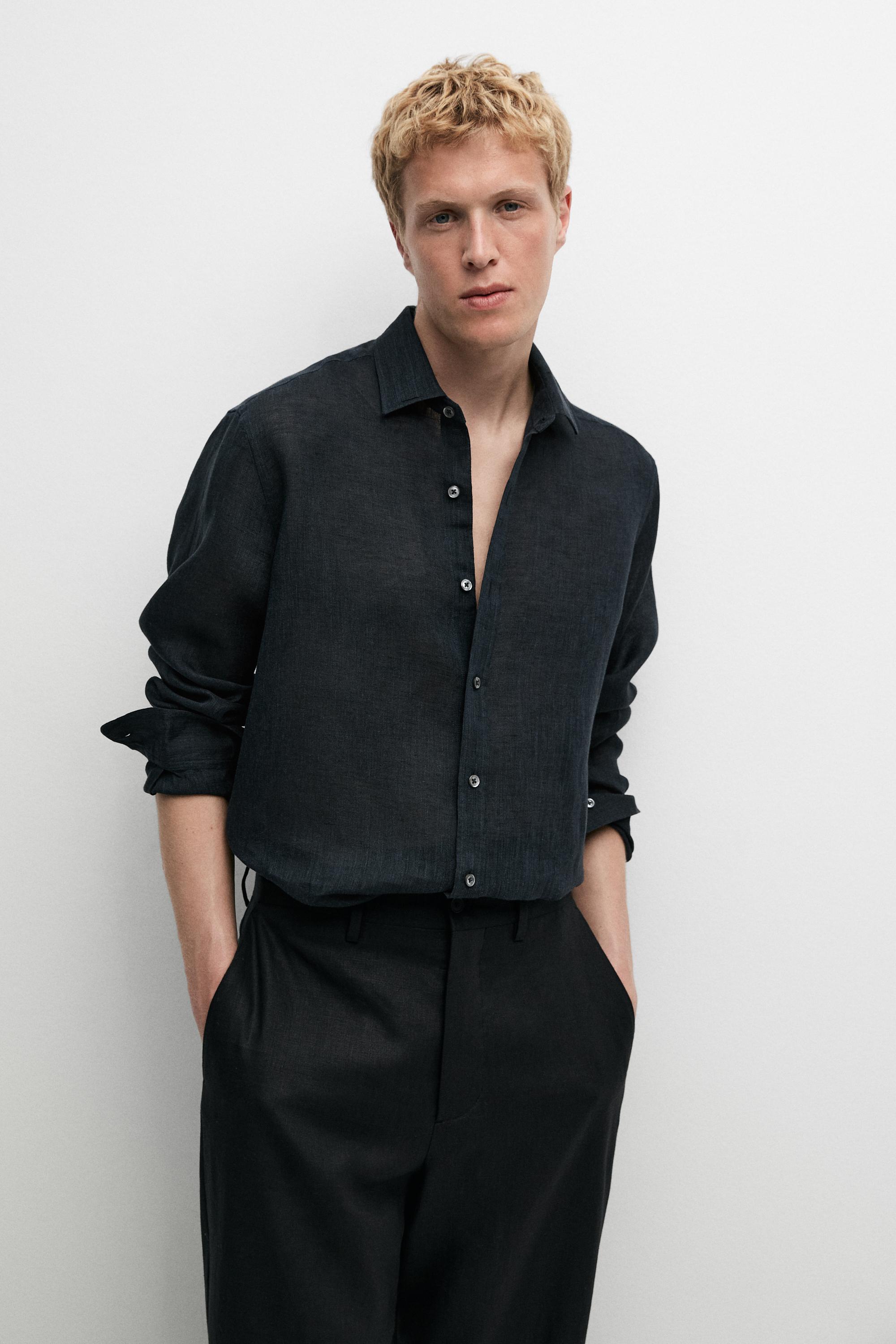 Regular fit 100% linen shirt