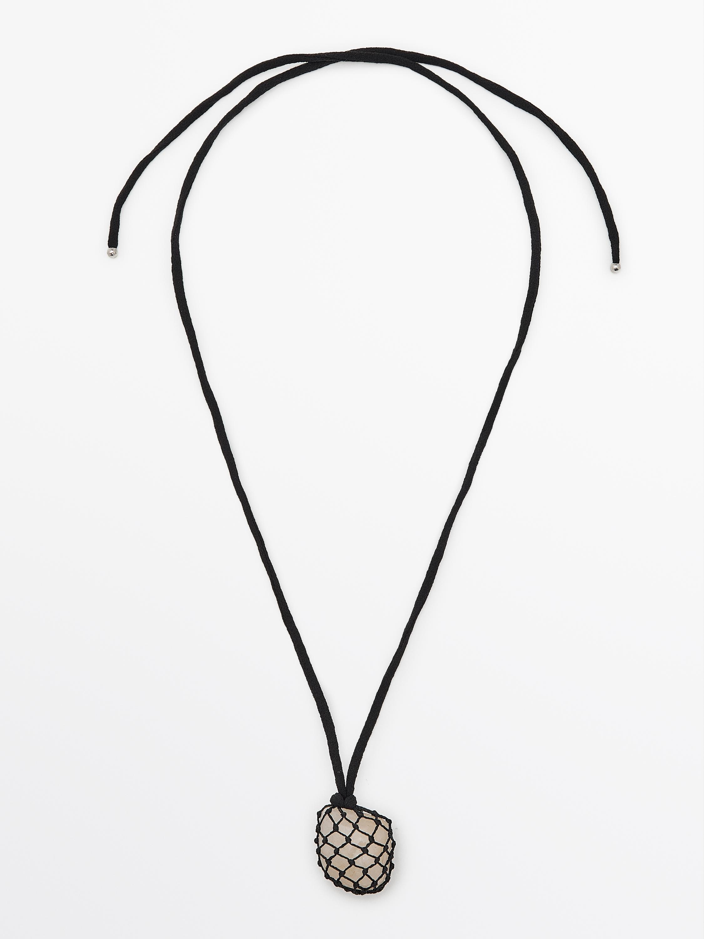 Mesh stone cord necklace