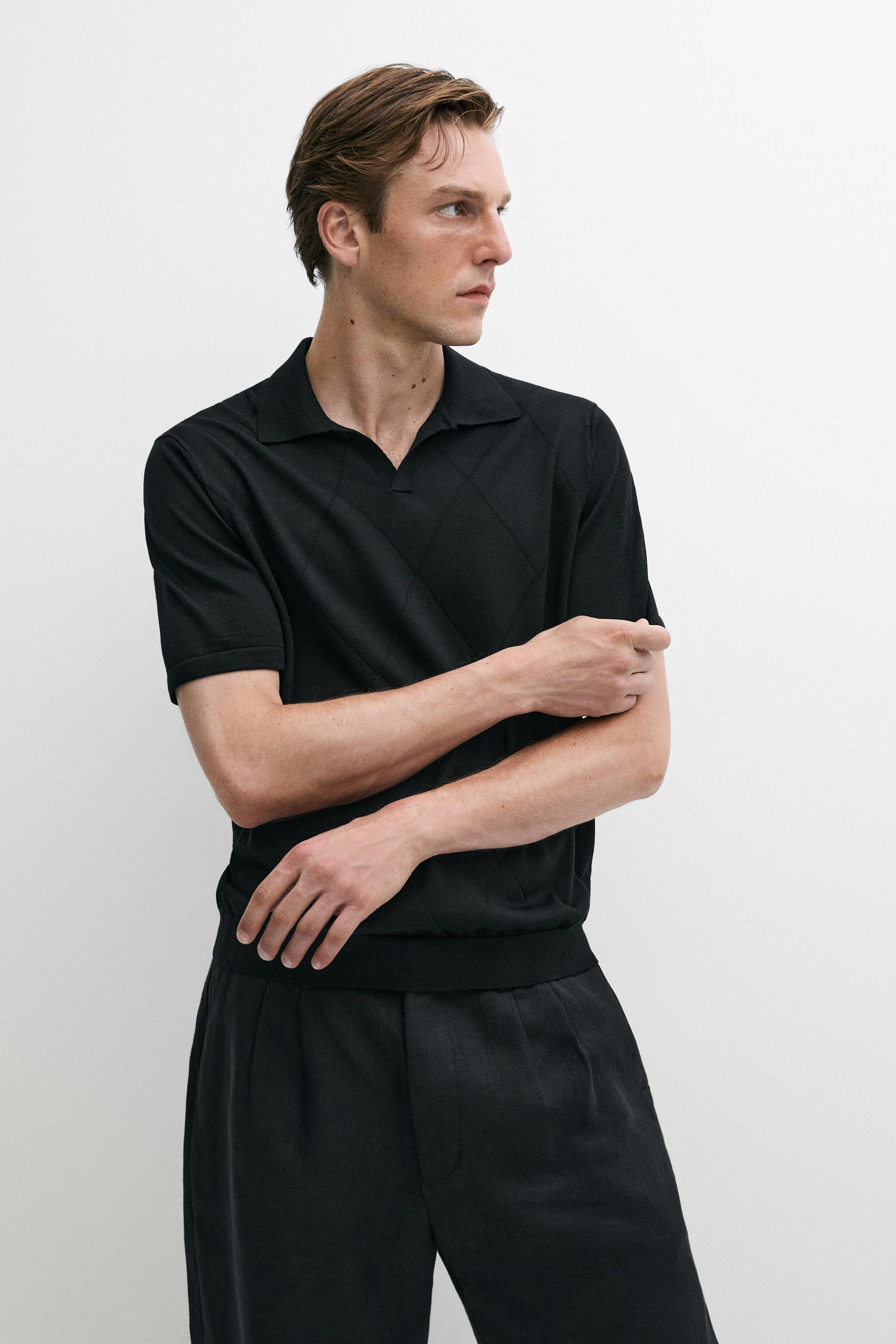 Argyle knit polo sweater