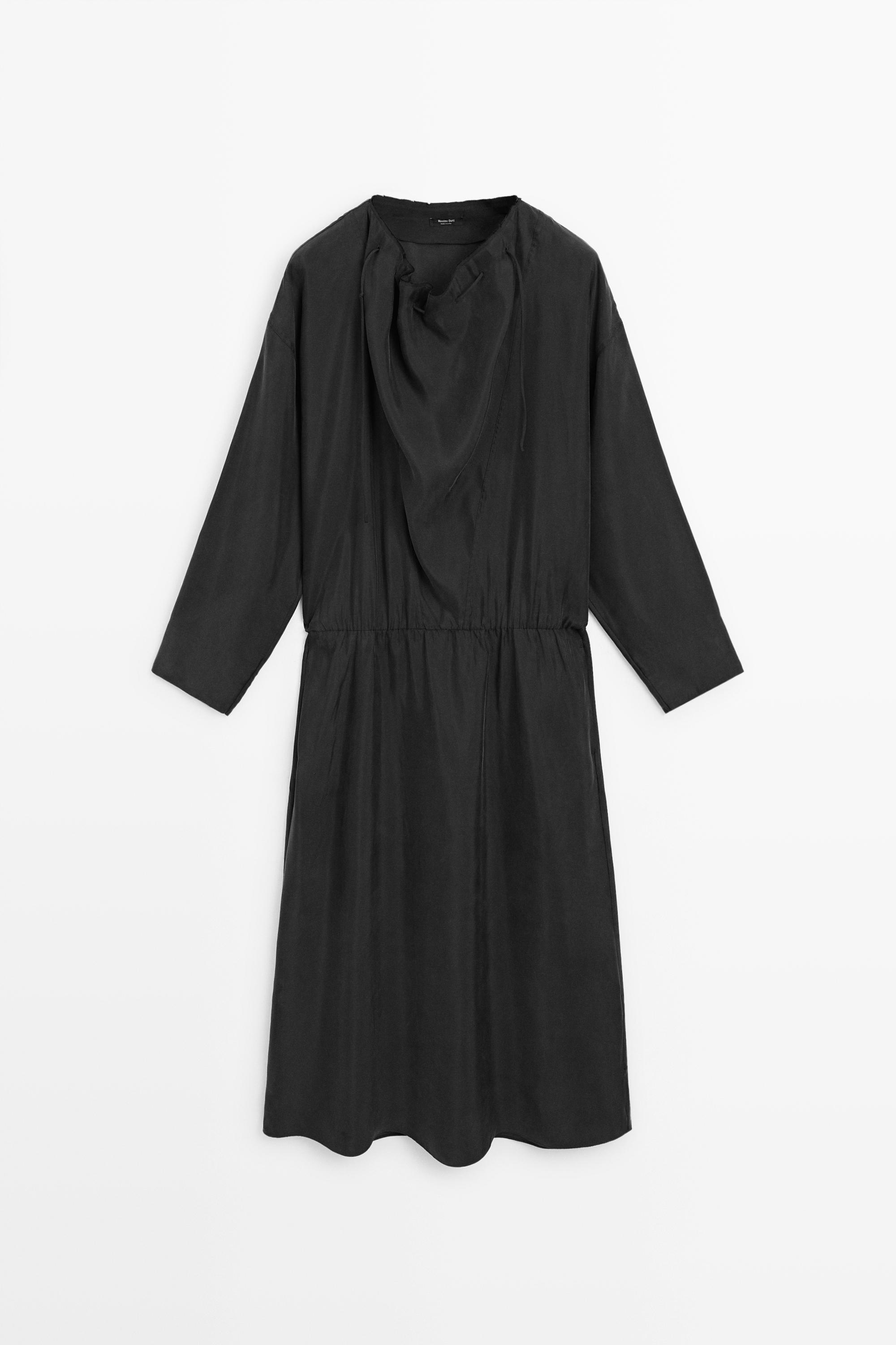 Fluid midi dress with collar detail