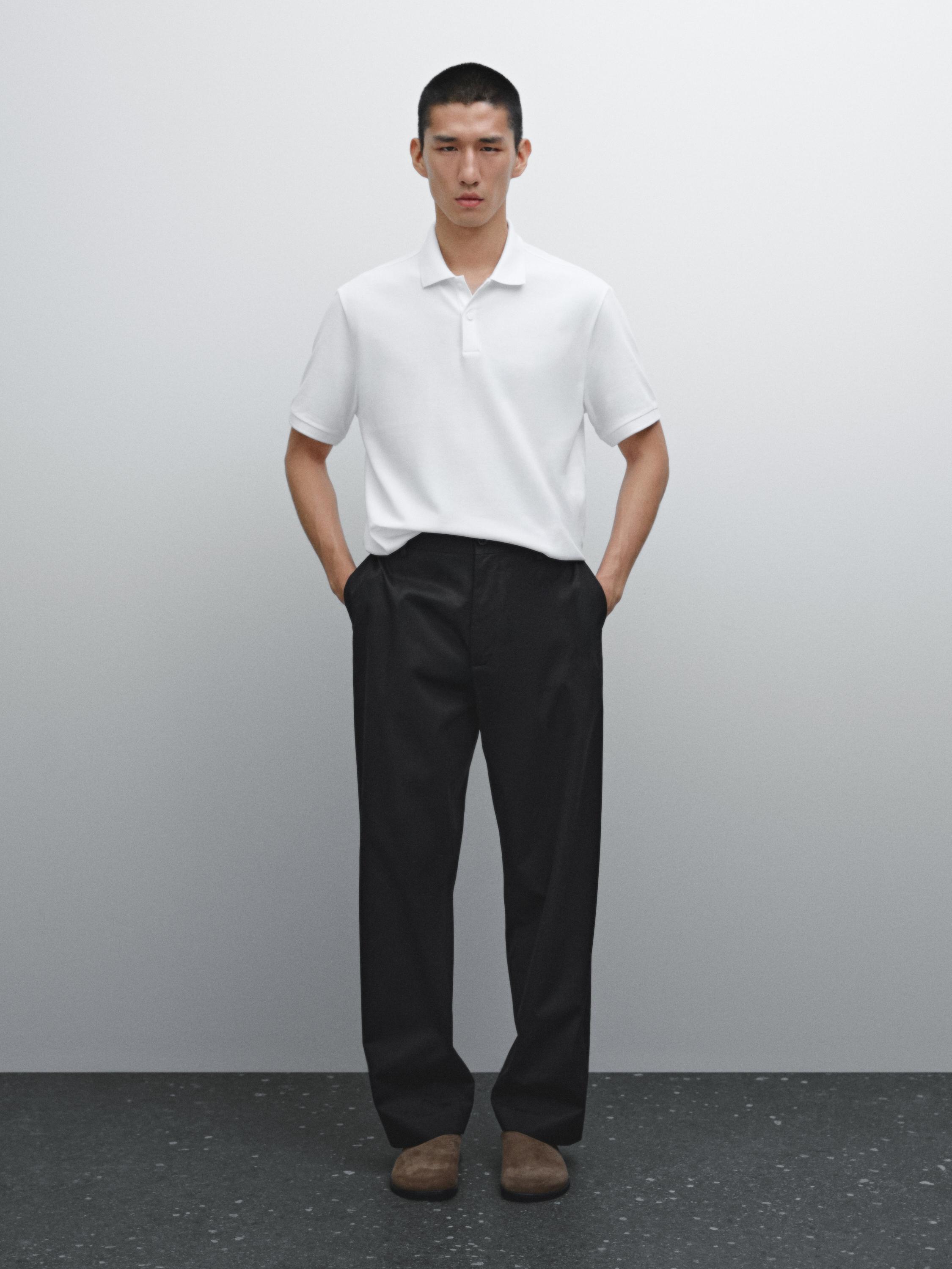 细纹理网眼布棉质 POLO 衫