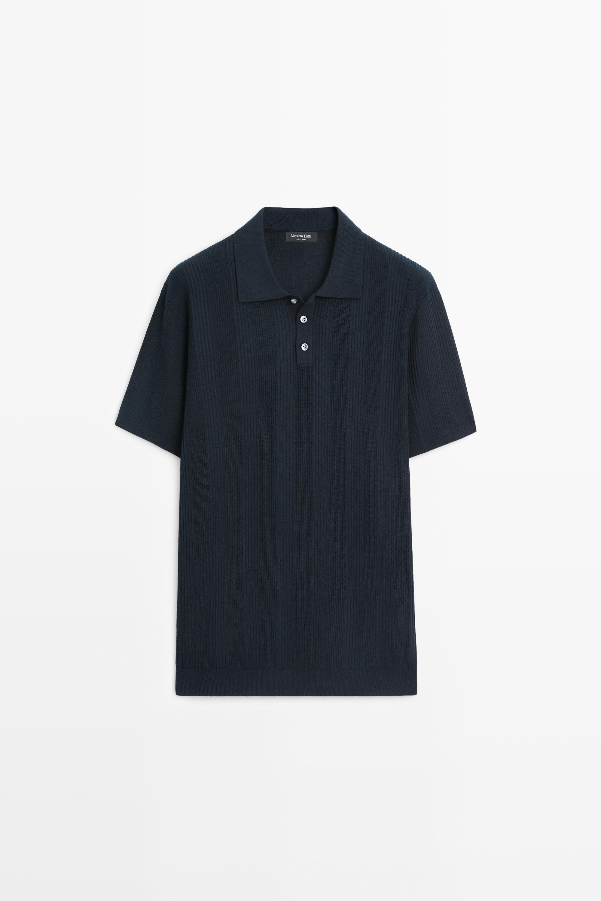 100% cotton textured striped knit polo shirt