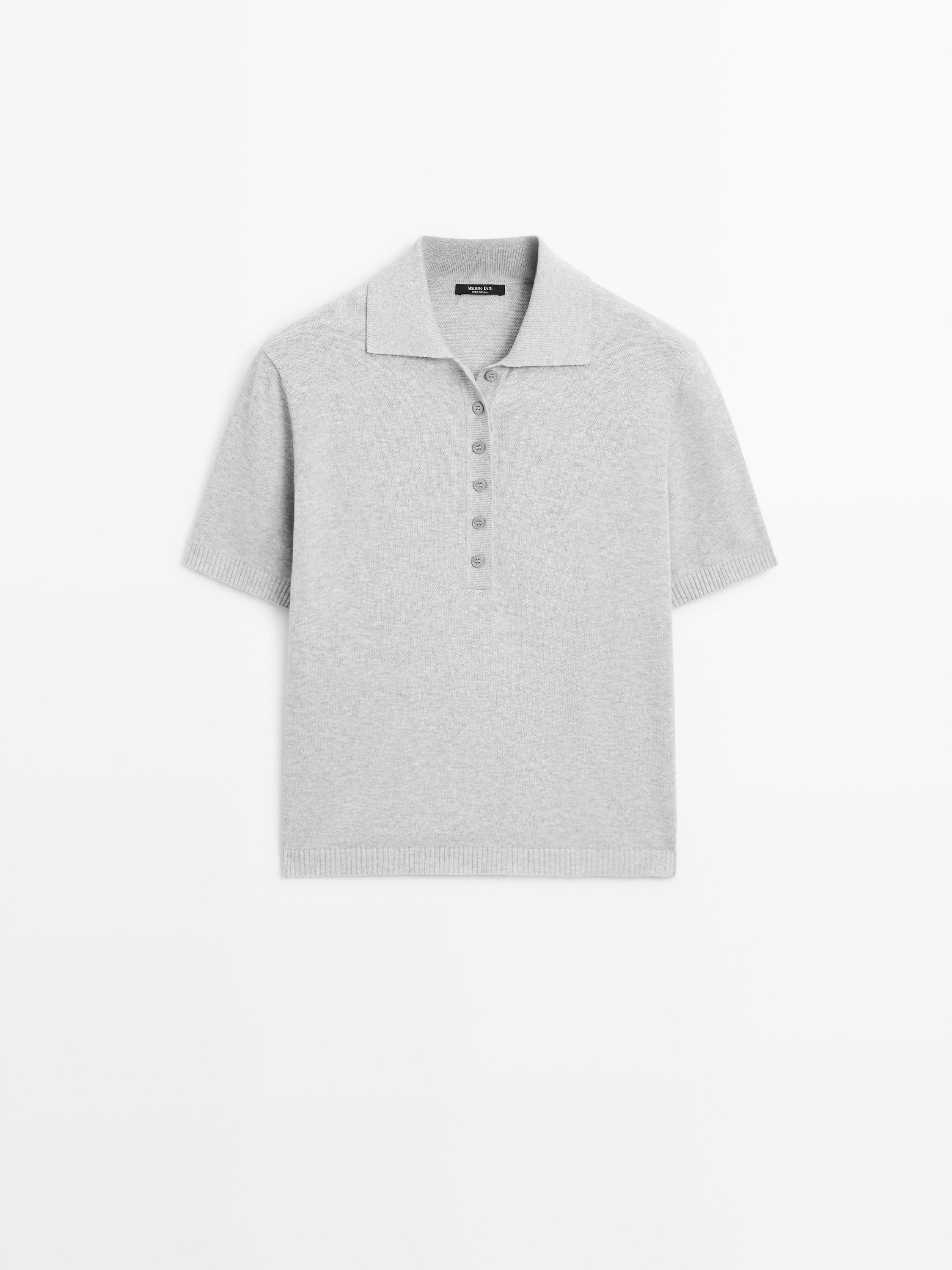Cotton knit polo sweater