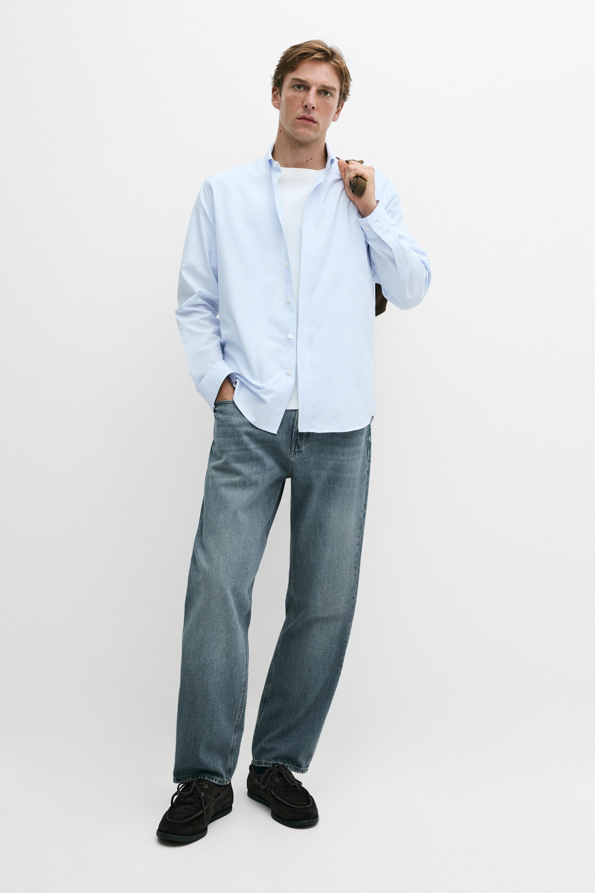 100% cotton regular fit striped shirt