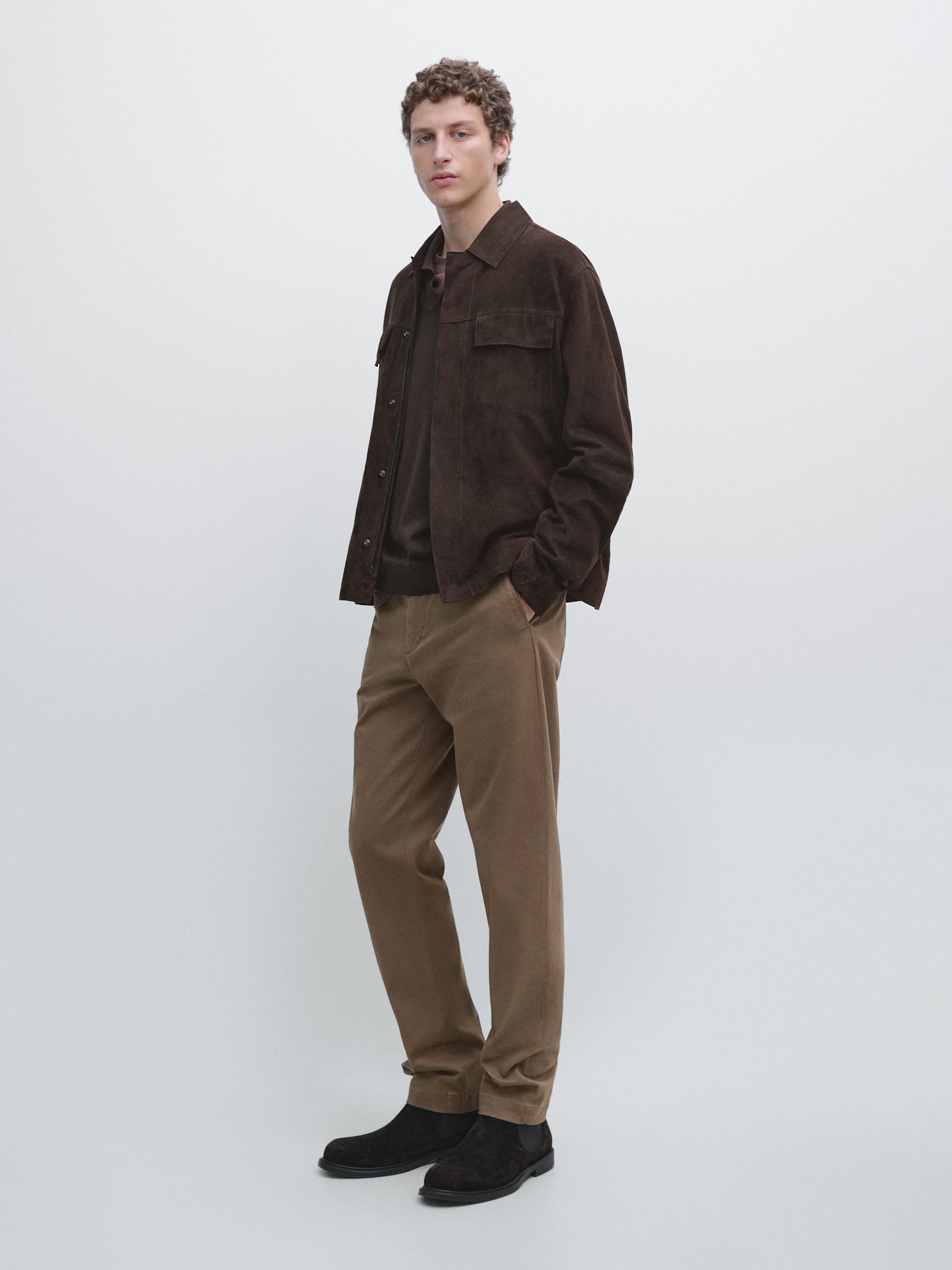 Tapered fit micro textured trousers