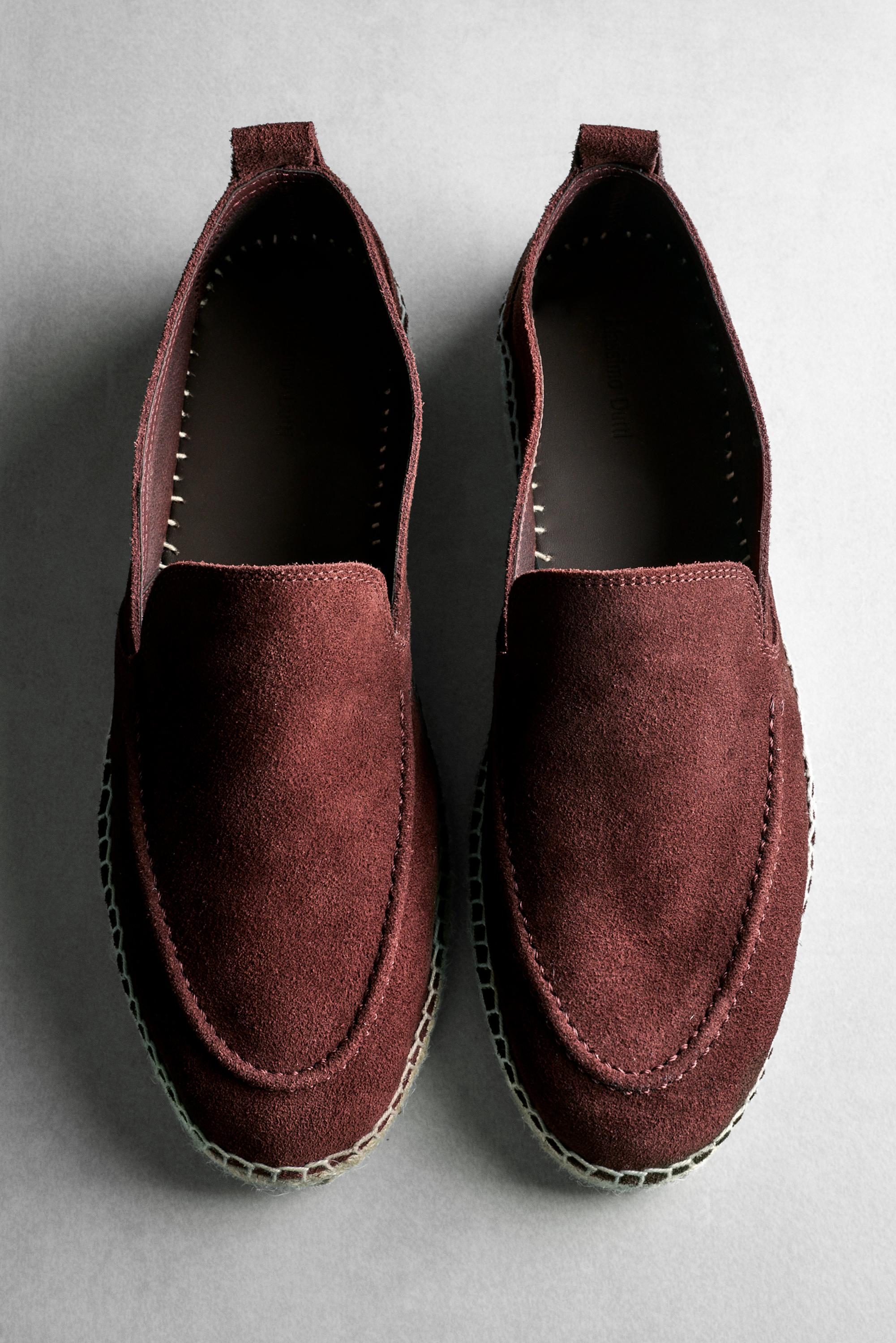 Leather espadrilles with moc toe