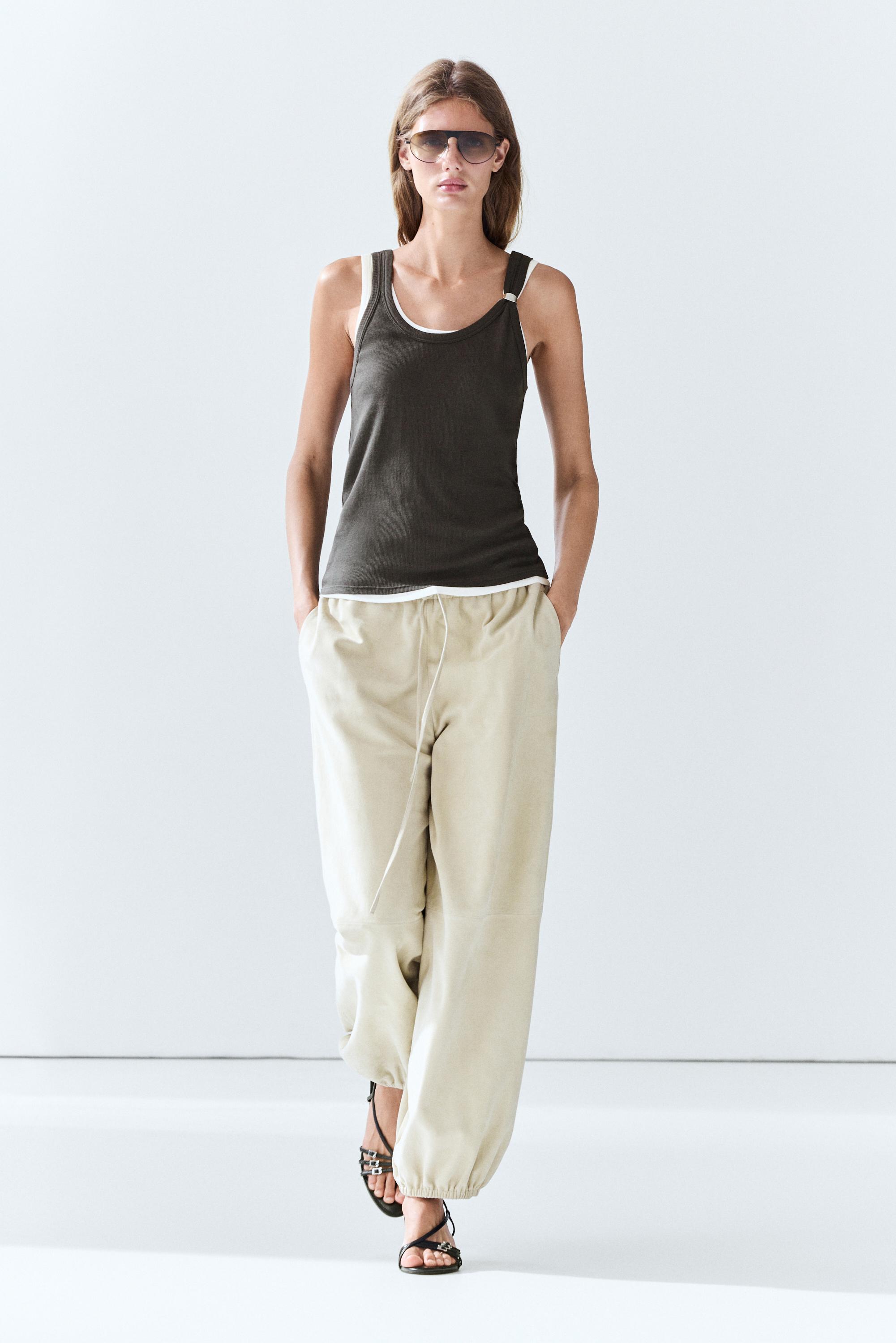 Double-layer strappy top with jewel detail