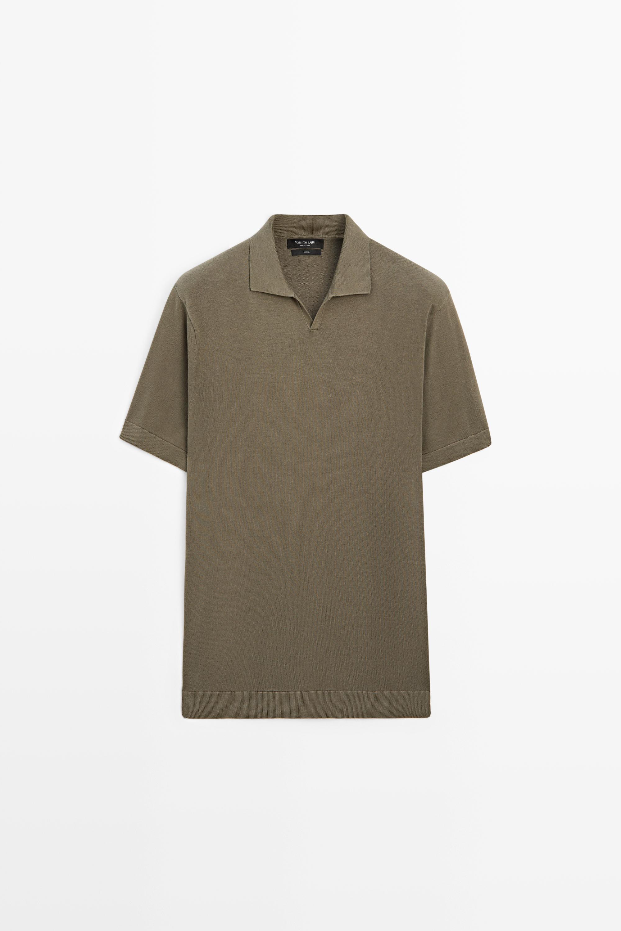 100% cotton V-neck knit polo