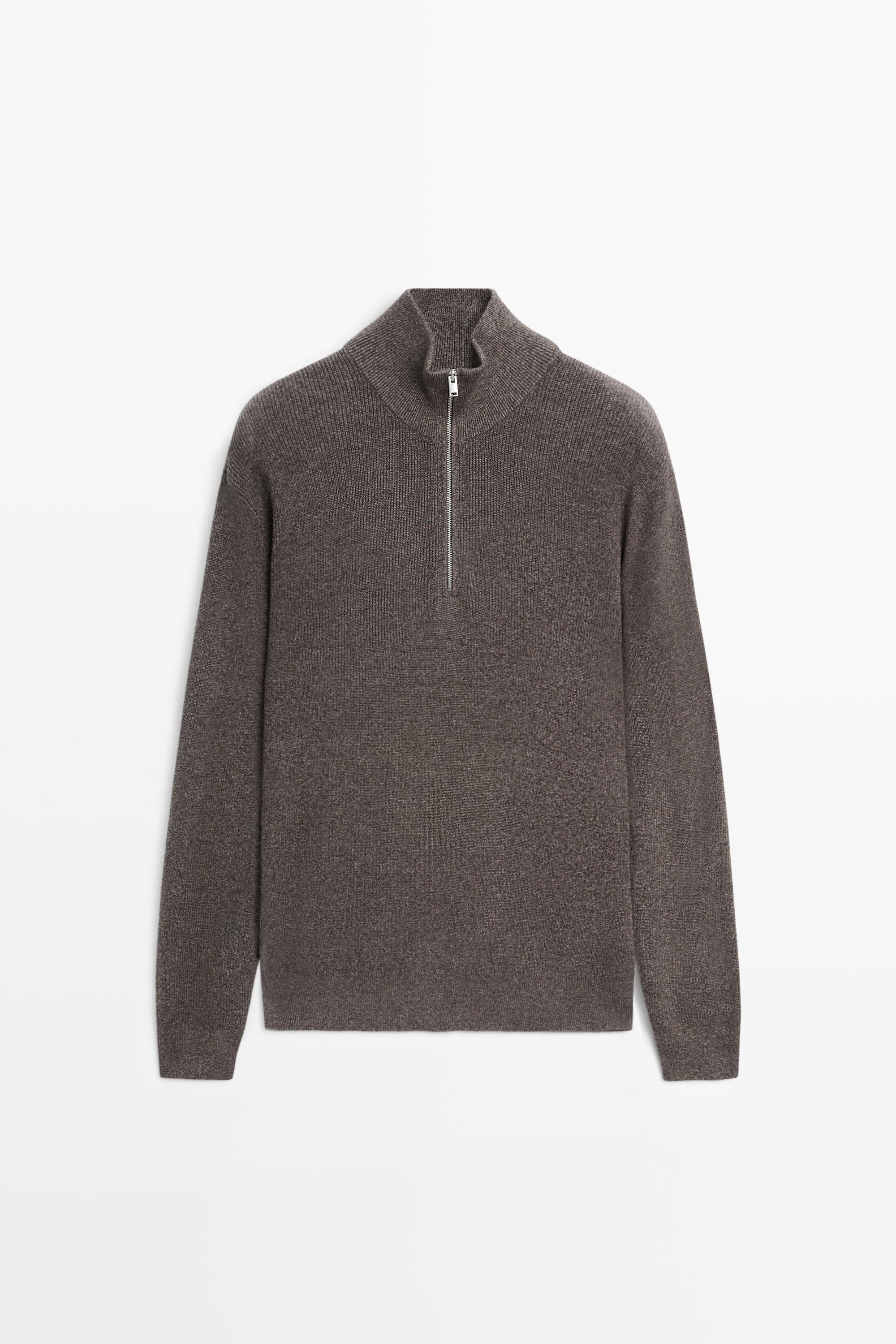 Mock neck knit sweater with zip