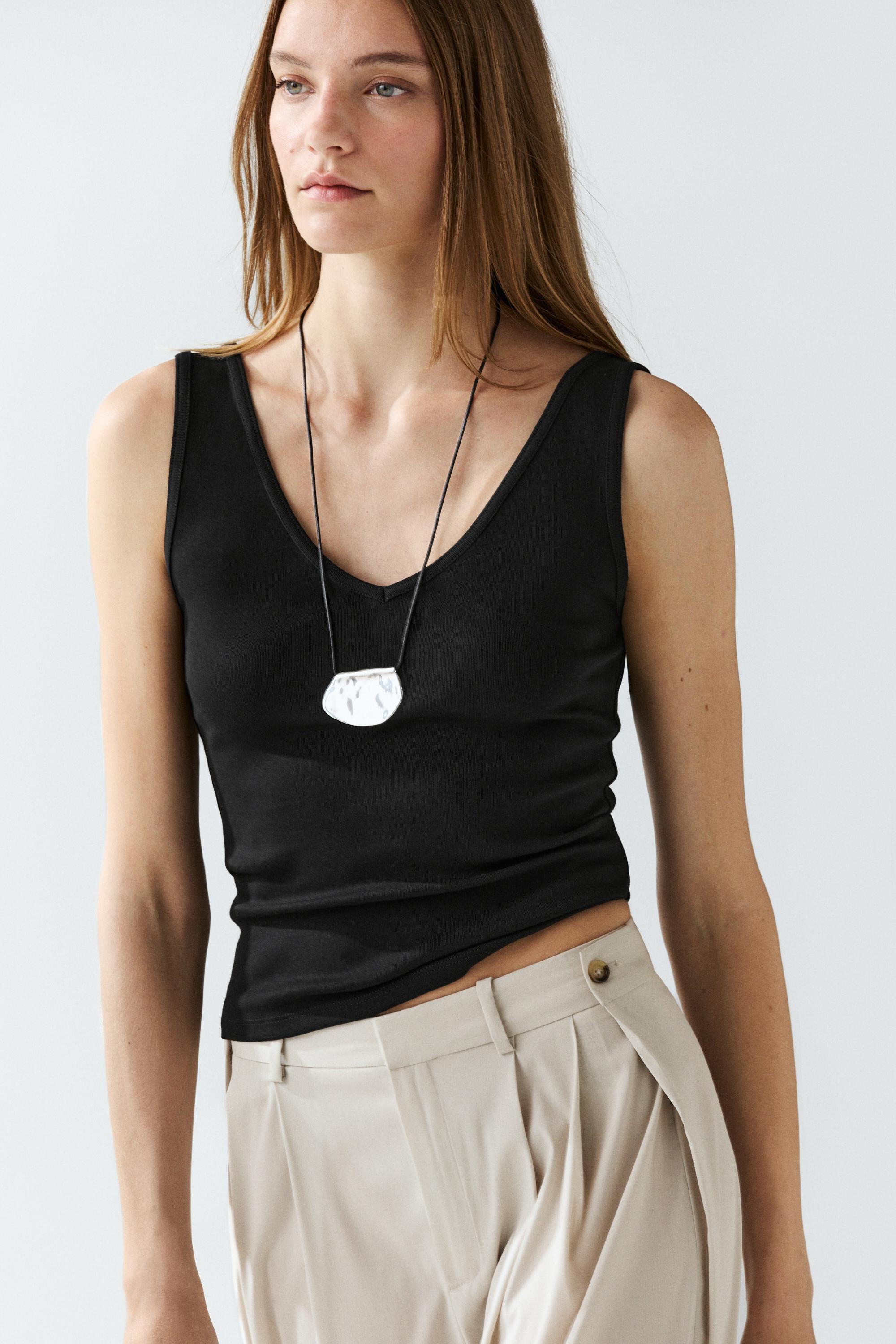 Cotton blend strappy top