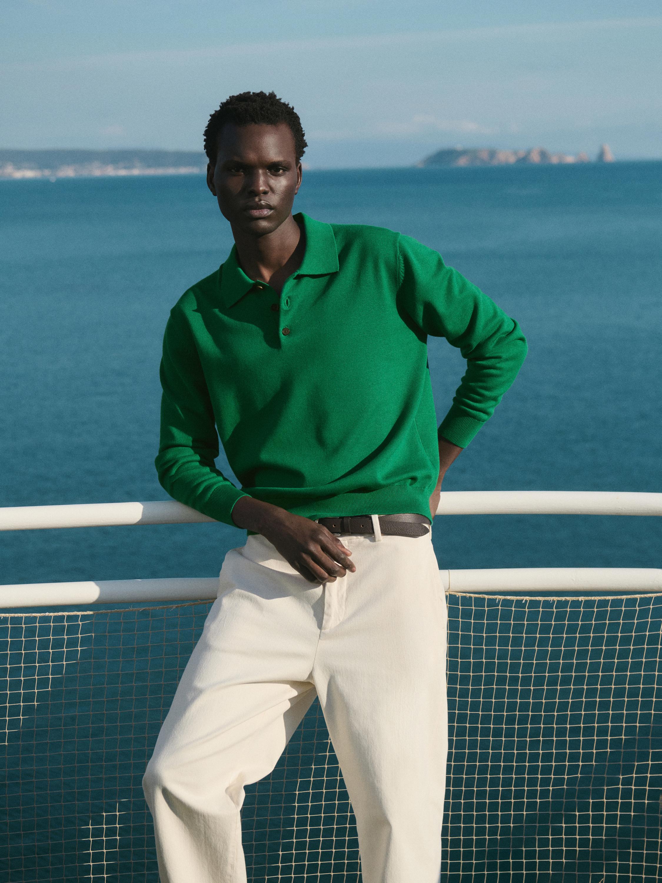 Cotton blend slim fit pants