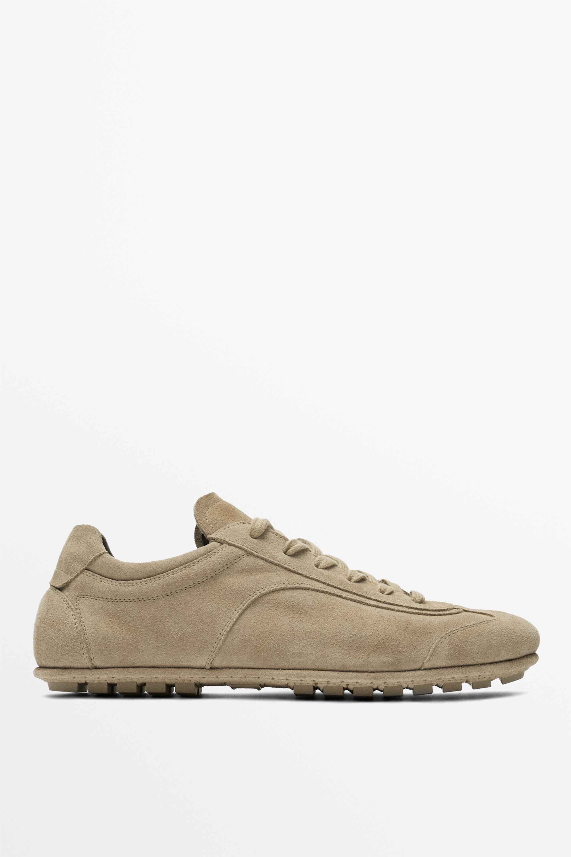 Split suede leather trainers