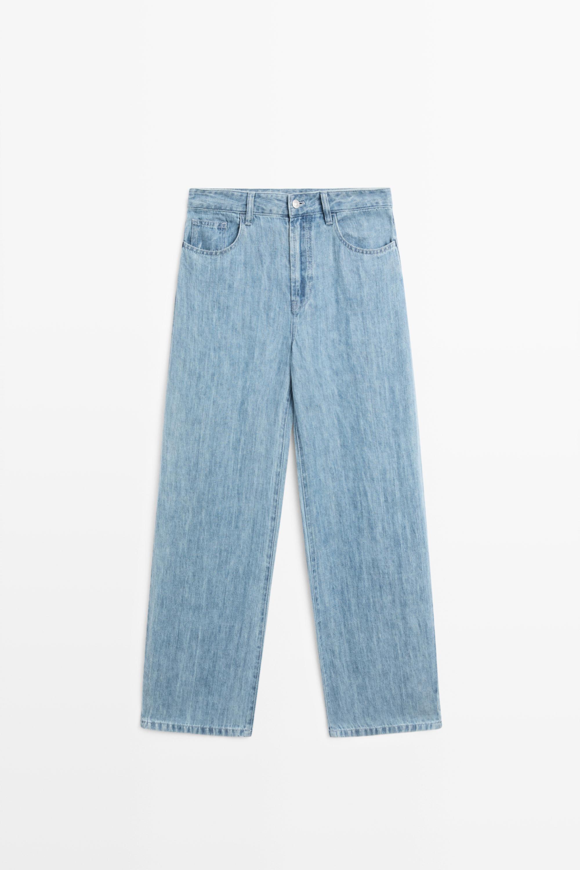 100% linen high-waist barrel fit jeans