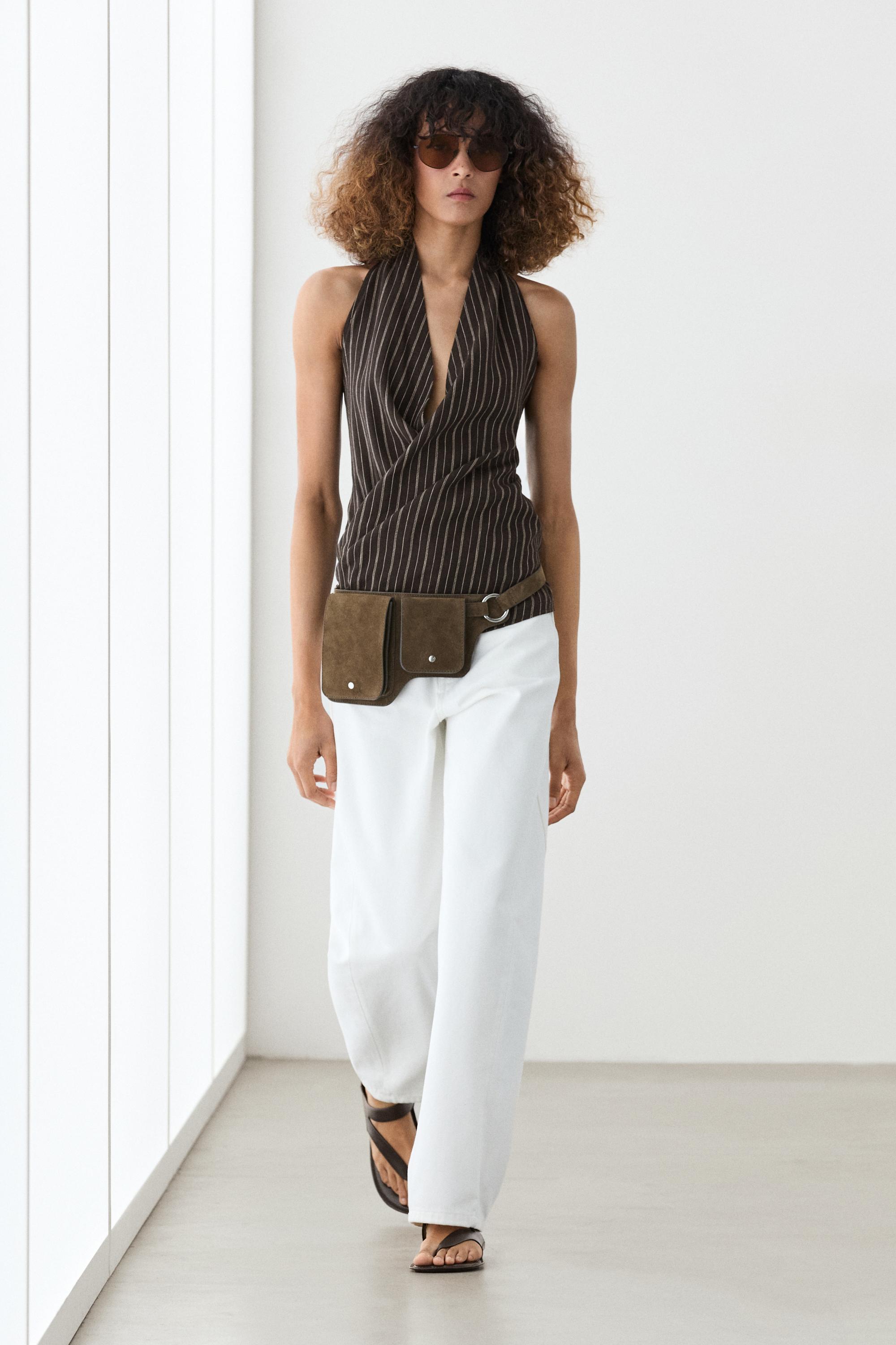 Halter top with stripe detail