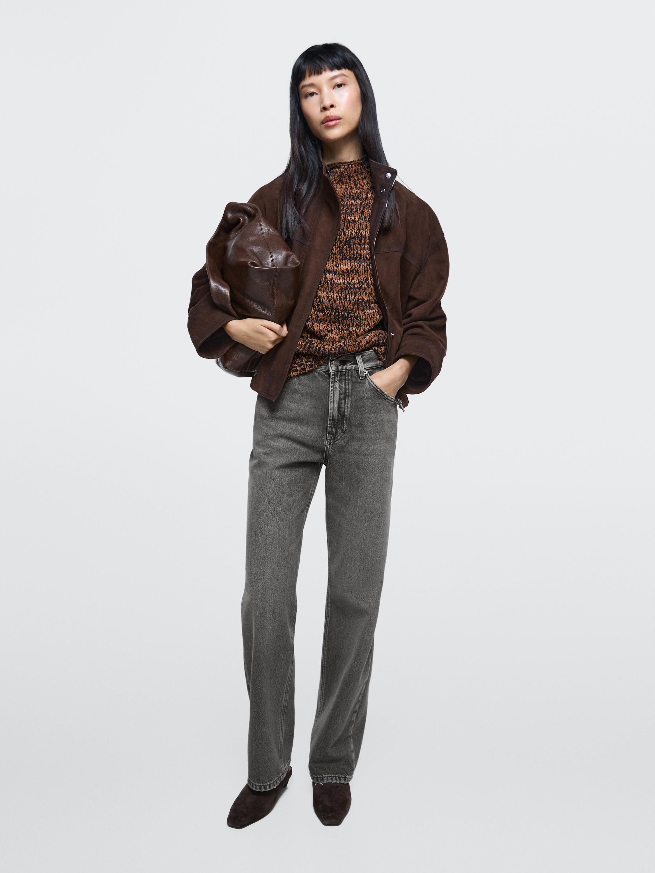 Straight-leg high-waist jeans