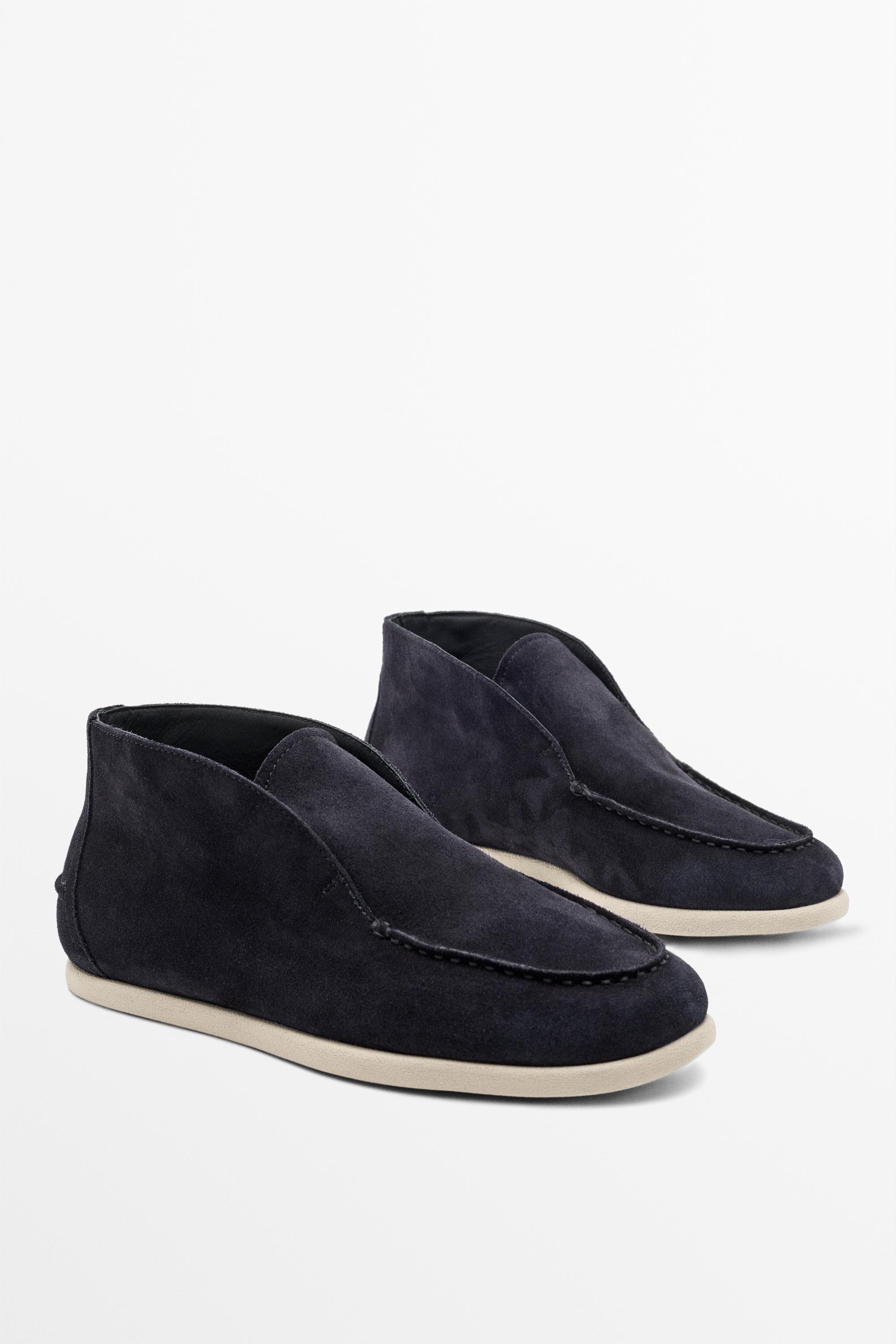 Split suede leather ankle loafer