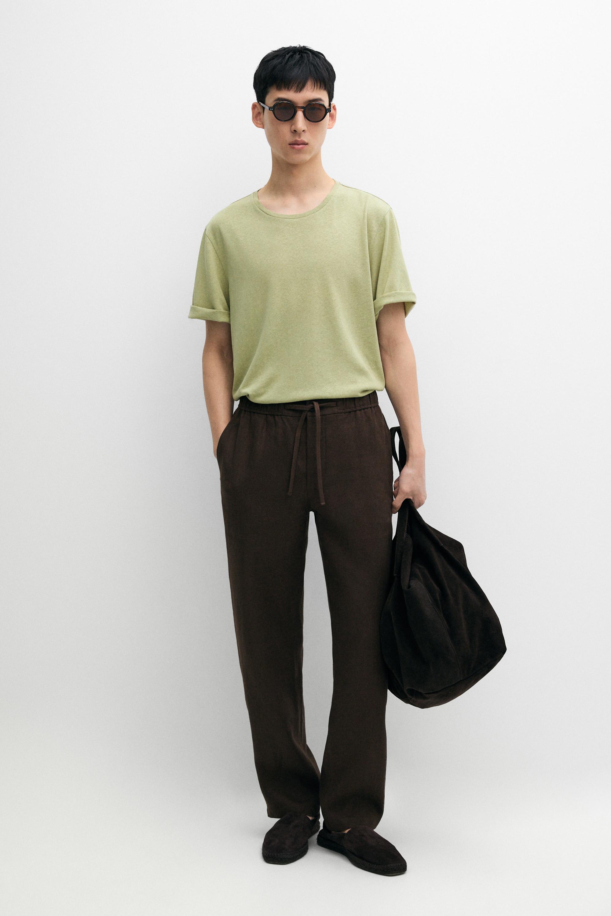 Short sleeve linen and cotton T-shirt