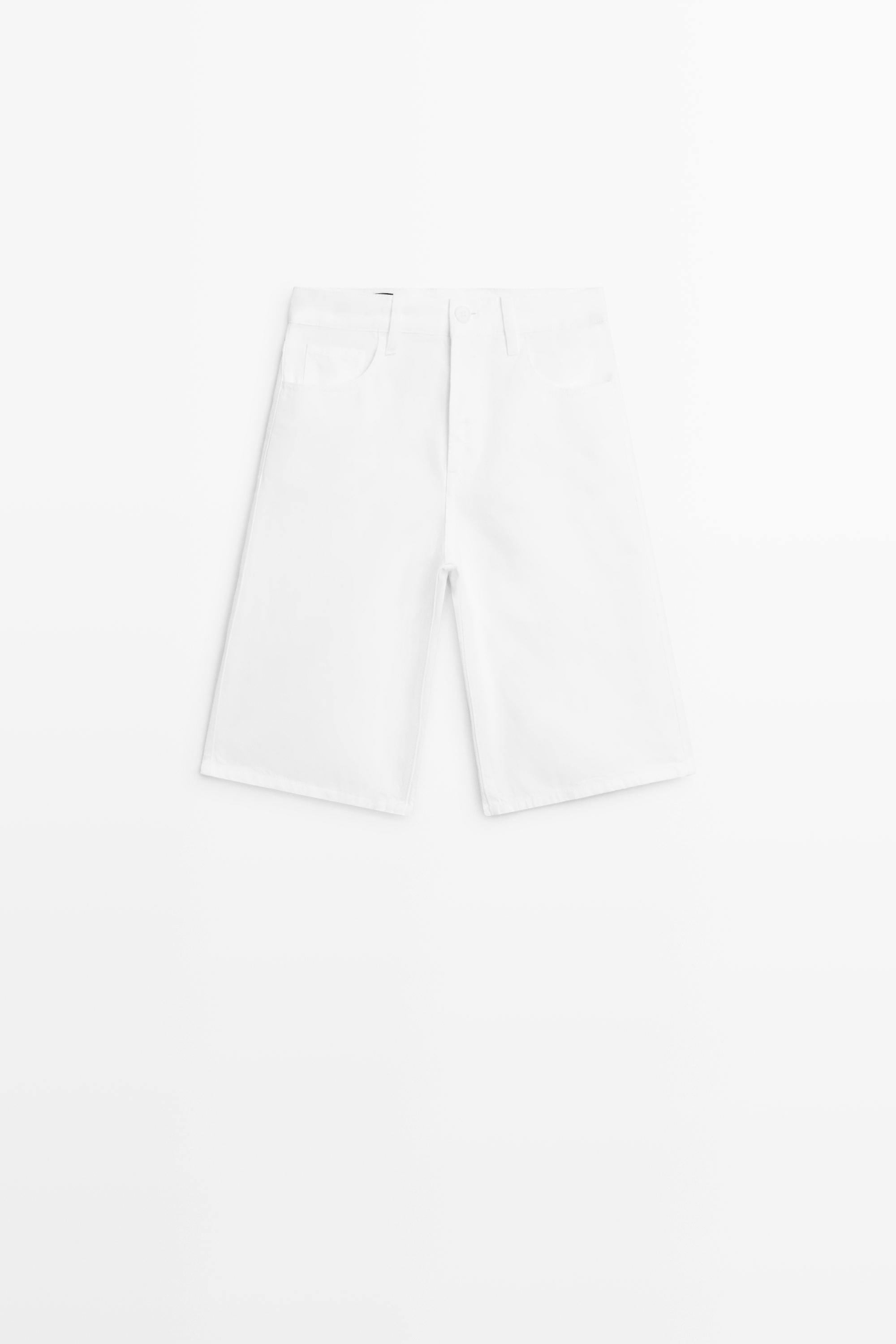 Cotton and linen blend Bermuda shorts
