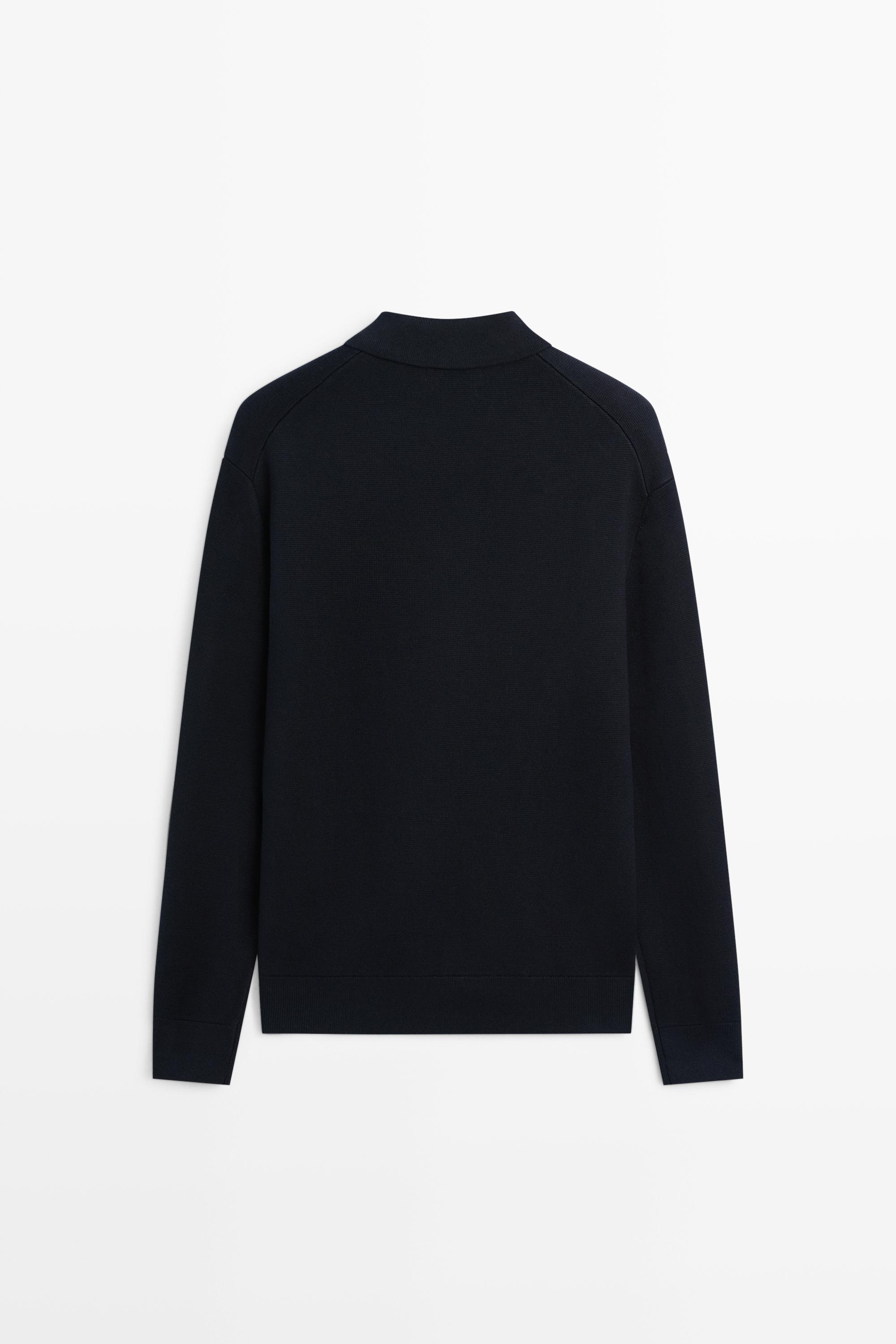 100% cotton knit polo collar cardigan